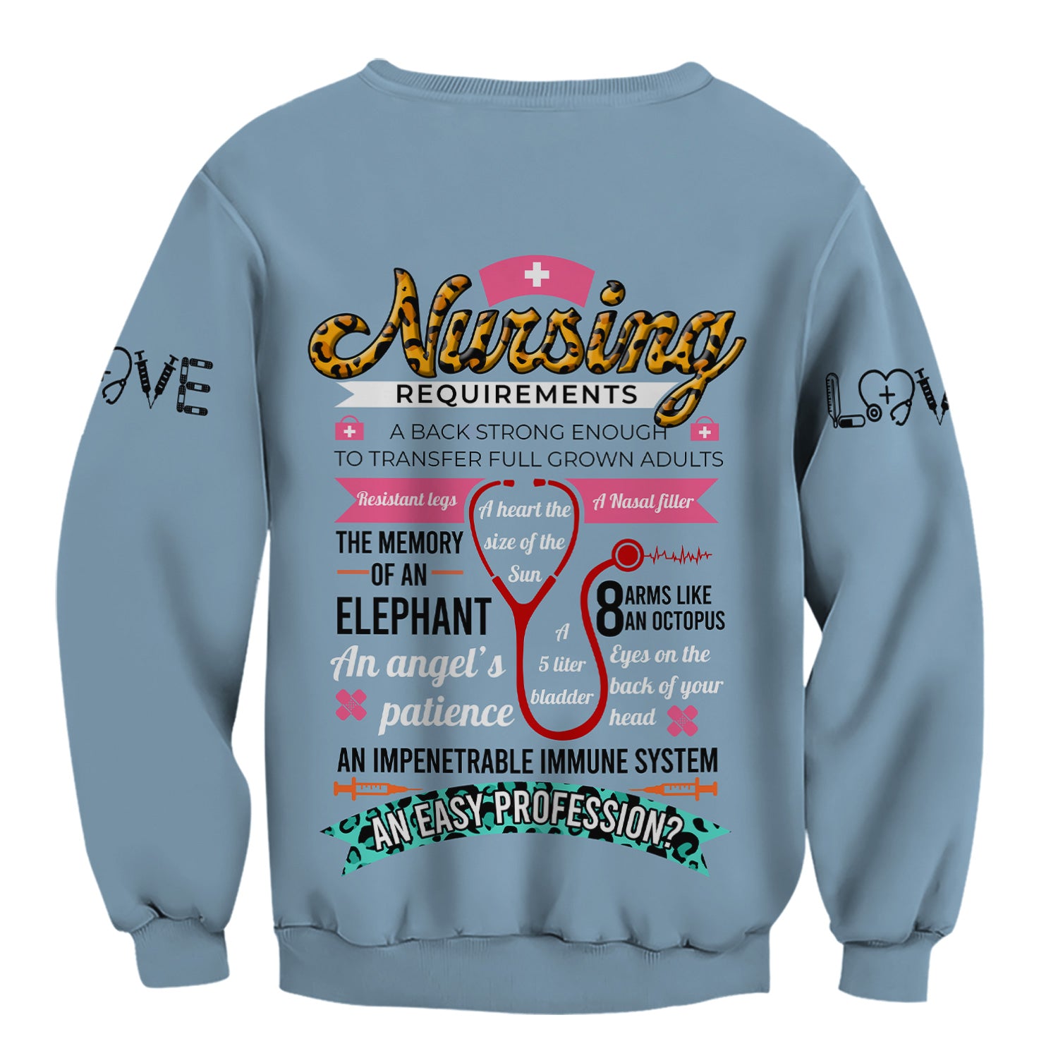 Personalized Funny Nurse Shirt for Women RN LPN CNA - Colorful Front and Back Design - Nursing Requirements Quote - Appreciation Gift for Healthcare Workers
