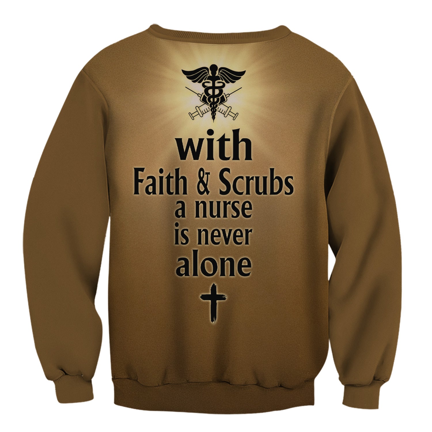 Custom Faith-Based Nursing Scrub Top - With Faith & Scrubs a Nurse Is Never Alone - Christian Gift for RN, LPN, CNA