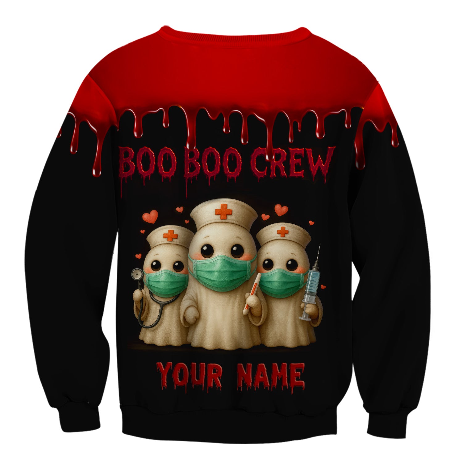 Funny Halloween Nurse T-shirt - Trick or Treat Boo Boo Crew with Syringe Design - Customizable Gift for Healthcare Workers, RN, LPN