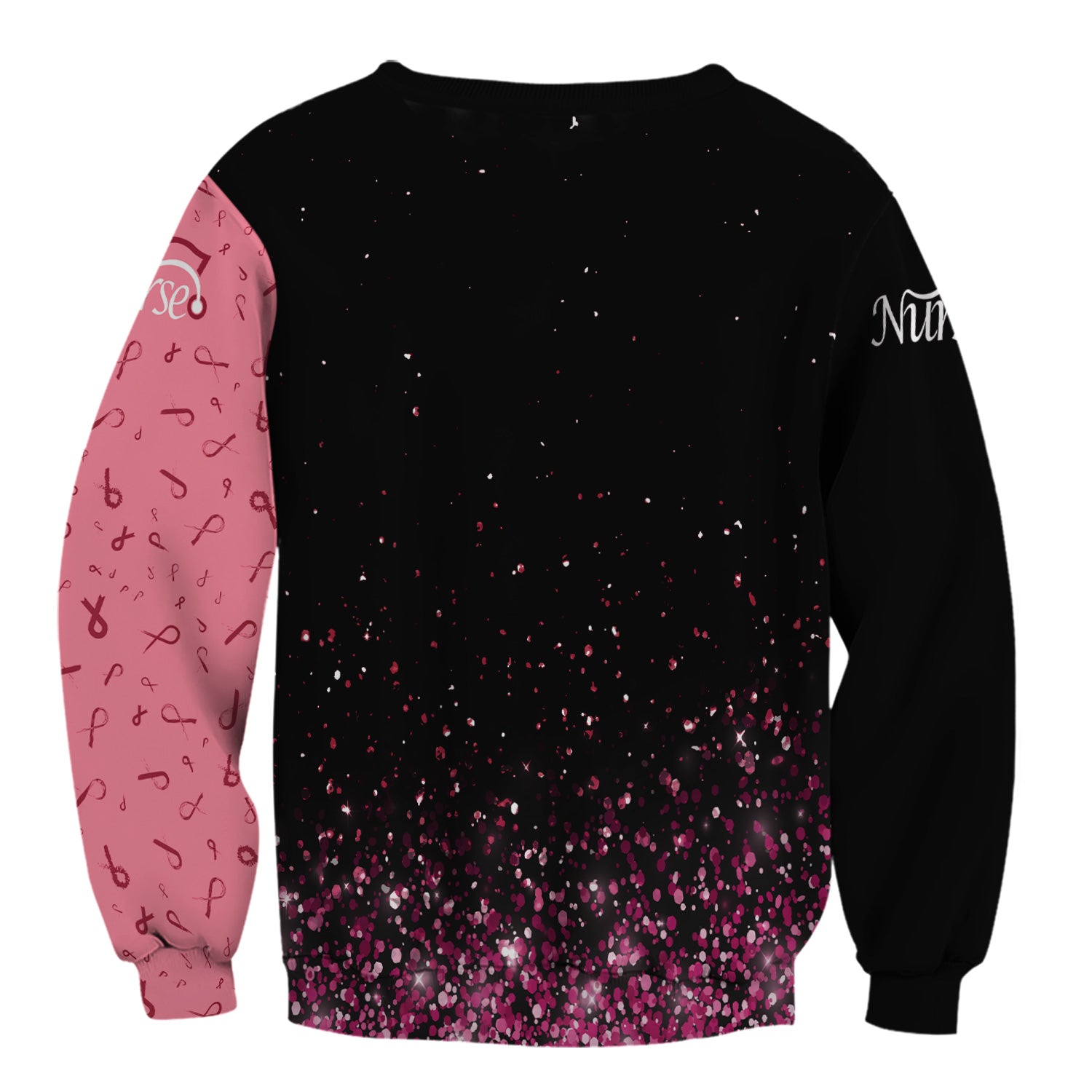 Custom Breast Cancer Warrior Shirt - Pink Glitter Angel Wings & Ribbon Graphic Tee - Gift for Nurse RN LPN CNA
