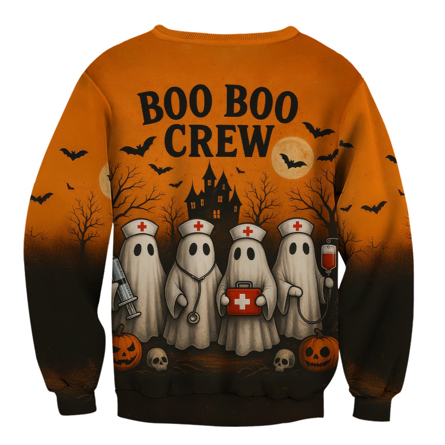 Personalized Boo Boo Crew Nurse Shirt - Halloween Ghost & Caduceus Graphic - Custom Gift for RN CNA LPN Healthcare Workers