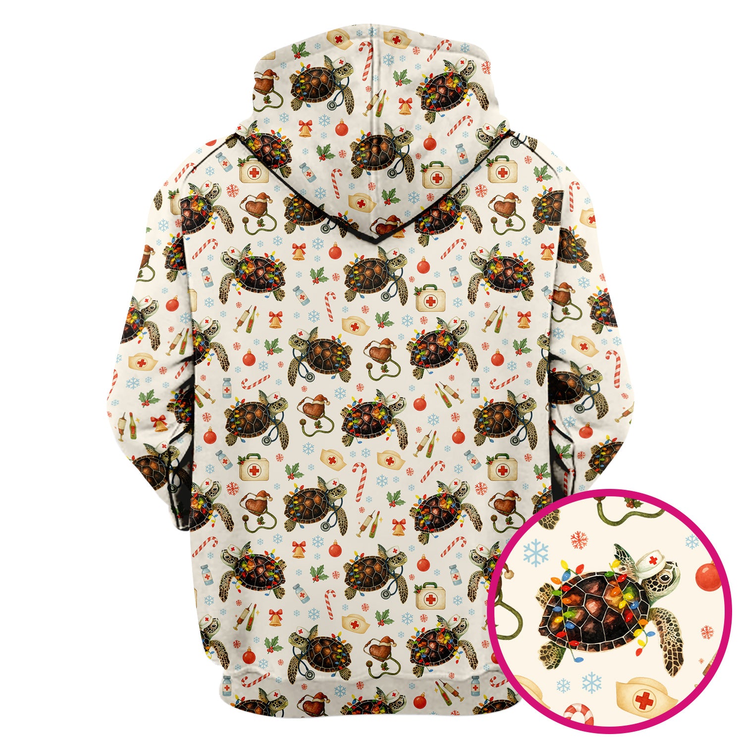 Christmas Turtle Scrub Top for Women - Cute Sea Turtle Nursing Medical Shirt - Festive Holiday Scrubs for CNA LPN RN