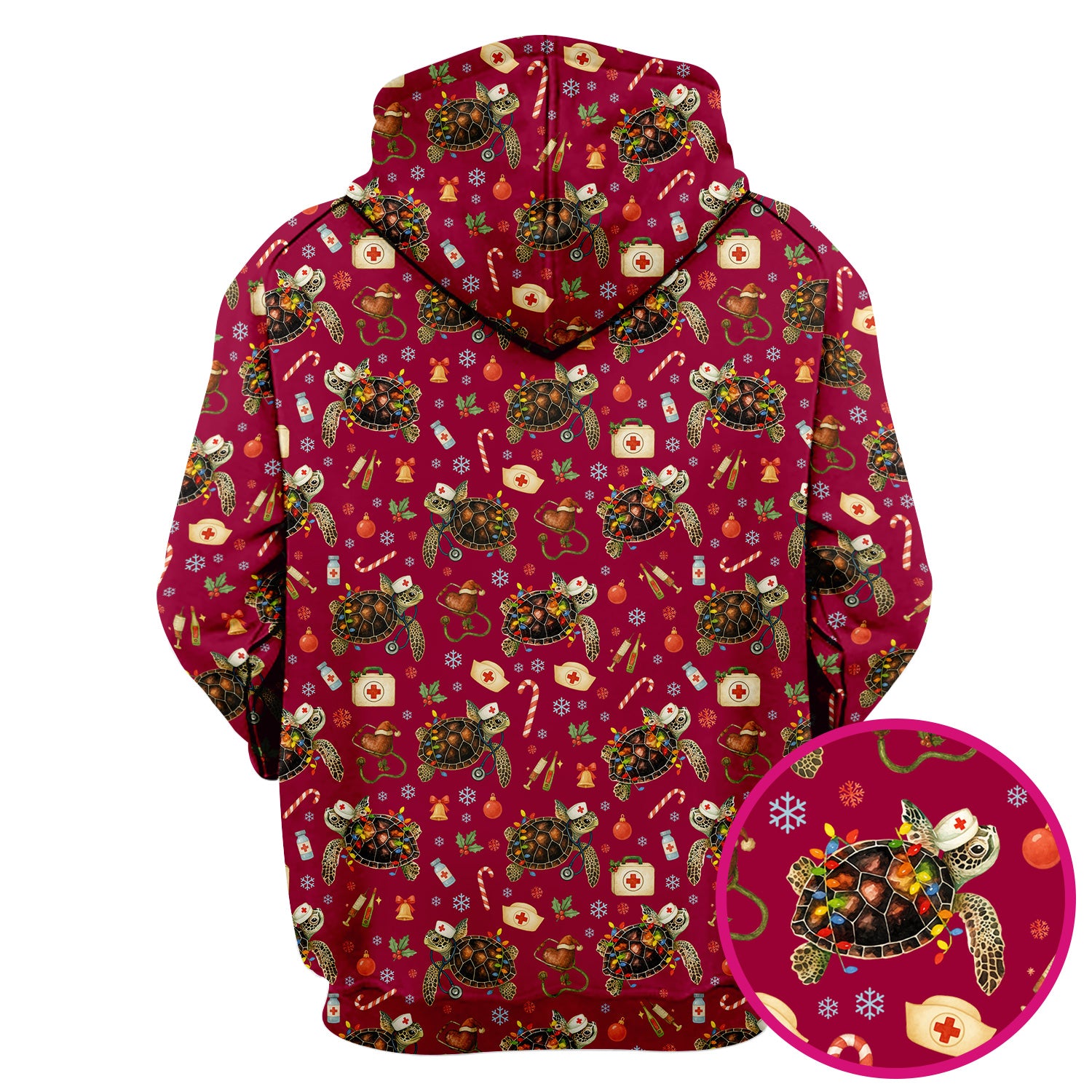 Christmas Turtle Scrub Top for Women - Cute Sea Turtle Nursing Medical Shirt - Festive Holiday Scrubs for CNA LPN RN
