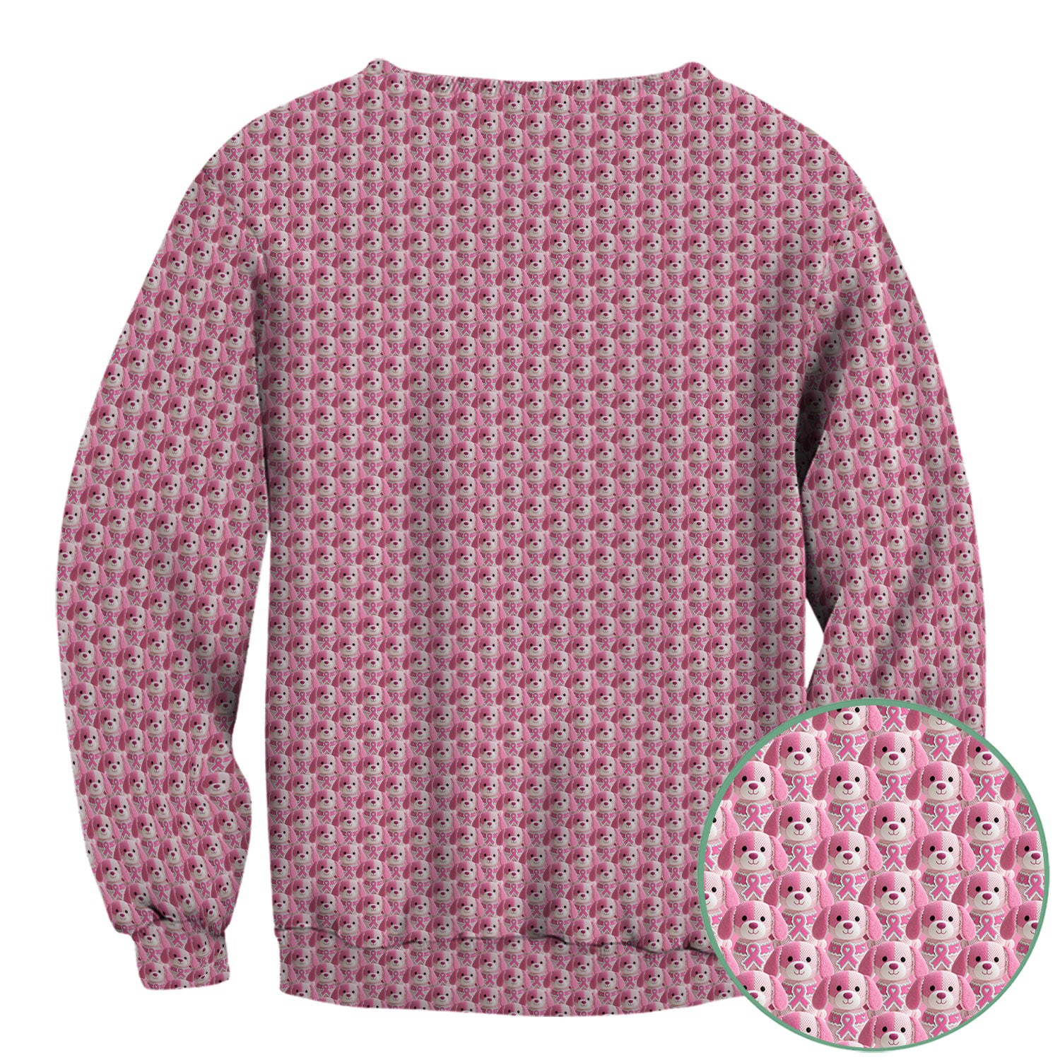 Pink Breast Cancer Awareness Scrub Top - Cute Puppy Dog Ribbon Nurse Shirt - Support Fight Cancer Medical Uniform Gift