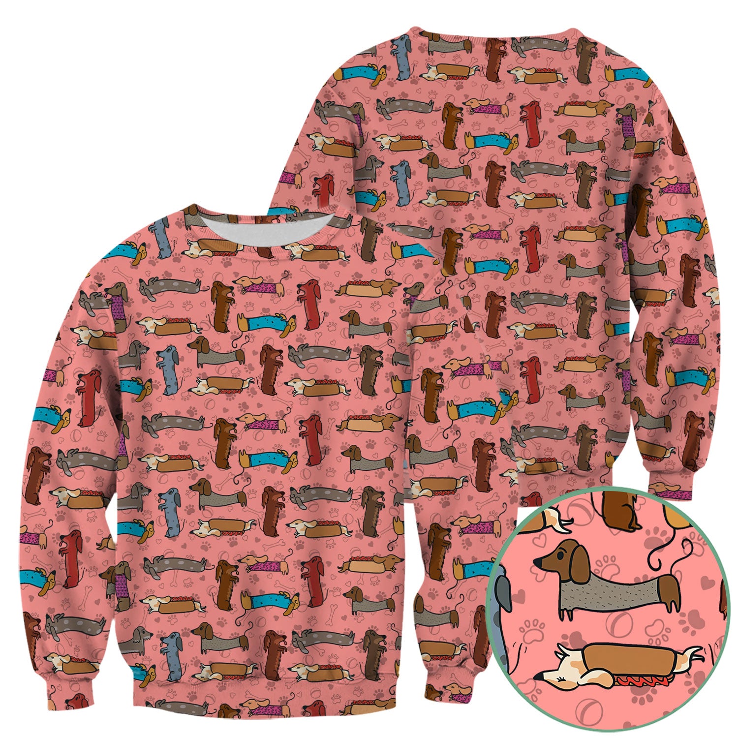 Cute Sausage Dog Scrub Top for Nurses - Colorful Dachshund Print Medical Work Shirt - Fun Wiener Dog Pattern Veterinary Apparel