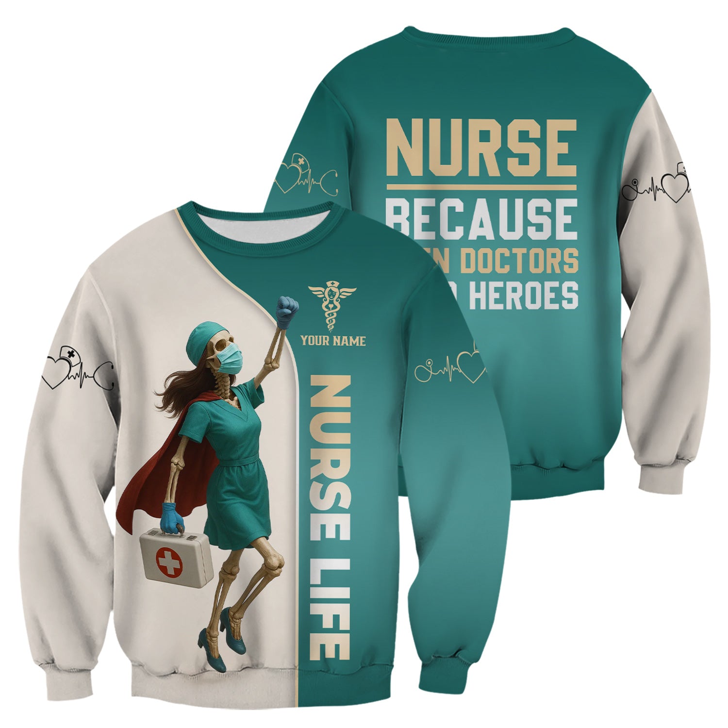 Superhero Nurse Shirt - Custom Skeleton Nurse Life Tee with Cape & Quote - Bold Gift for RN, LPN, CNA