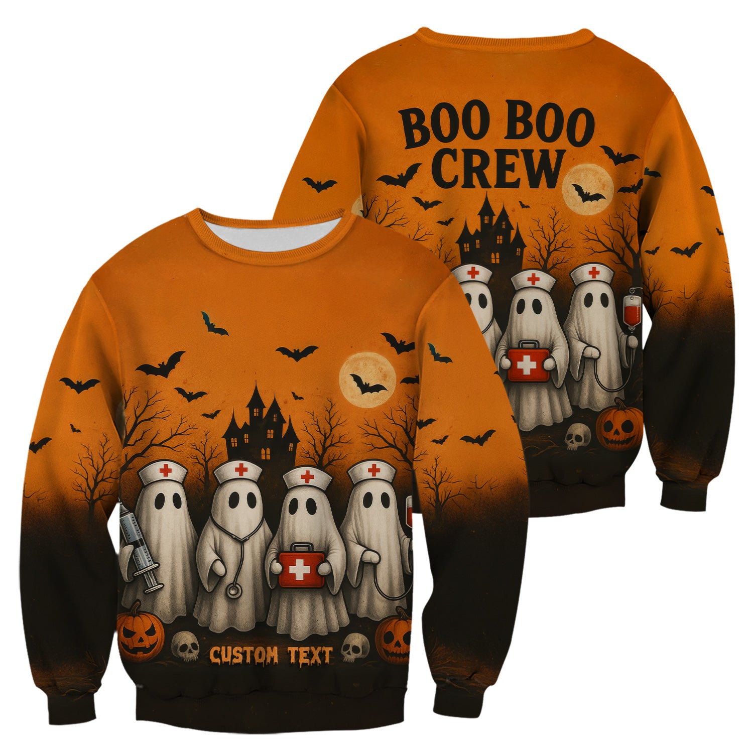Personalized Boo Boo Crew Nurse Shirt - Halloween Ghost & Caduceus Graphic - Custom Gift for RN CNA LPN Healthcare Workers