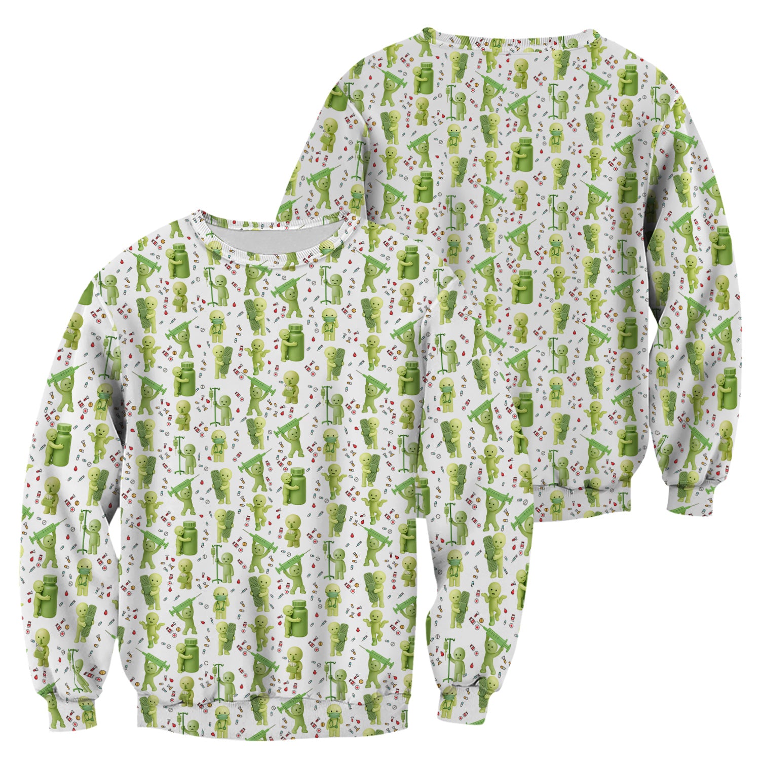 Funny Smiski Nurse Scrub Top - Cute Smiski Medical Pattern Design - Gift for Women RN LPN CNA