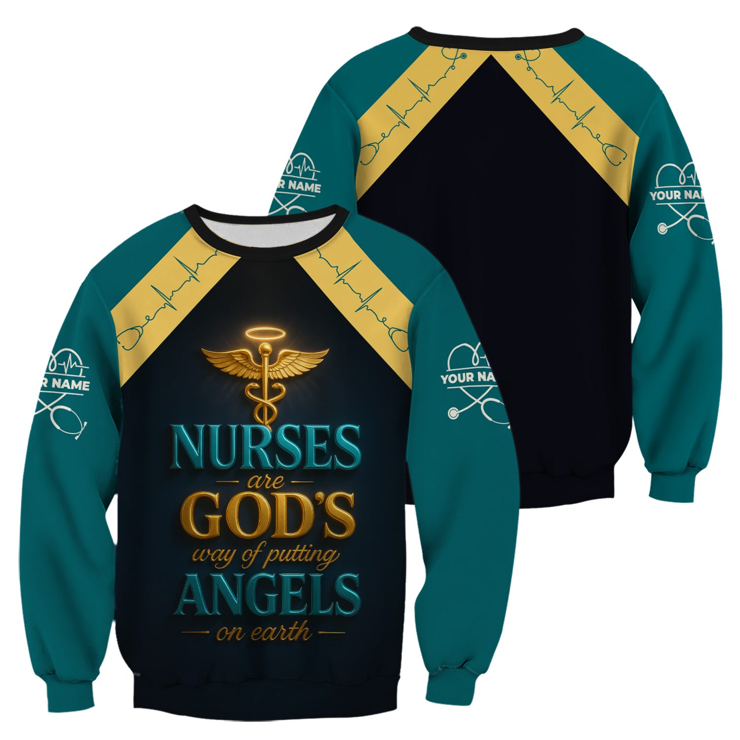 Personalized Christian Nurse Shirt - Nurses Are God's Angels on Earth Quote - Gift for Women RN LPN CNA