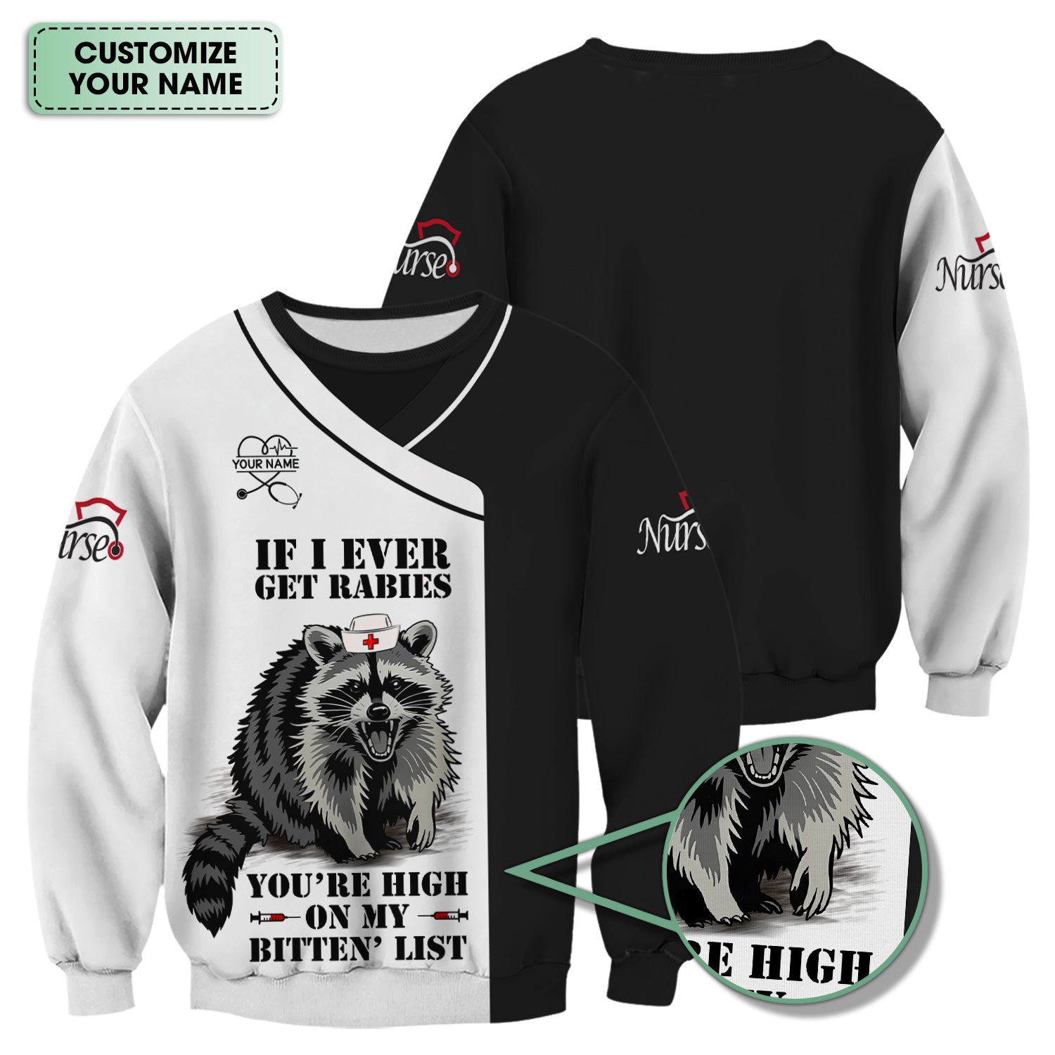 Custom Funny Nurse Scrub Top - You're High On My Bitten List - Multiple Color Options Gift for RN LPN CNA