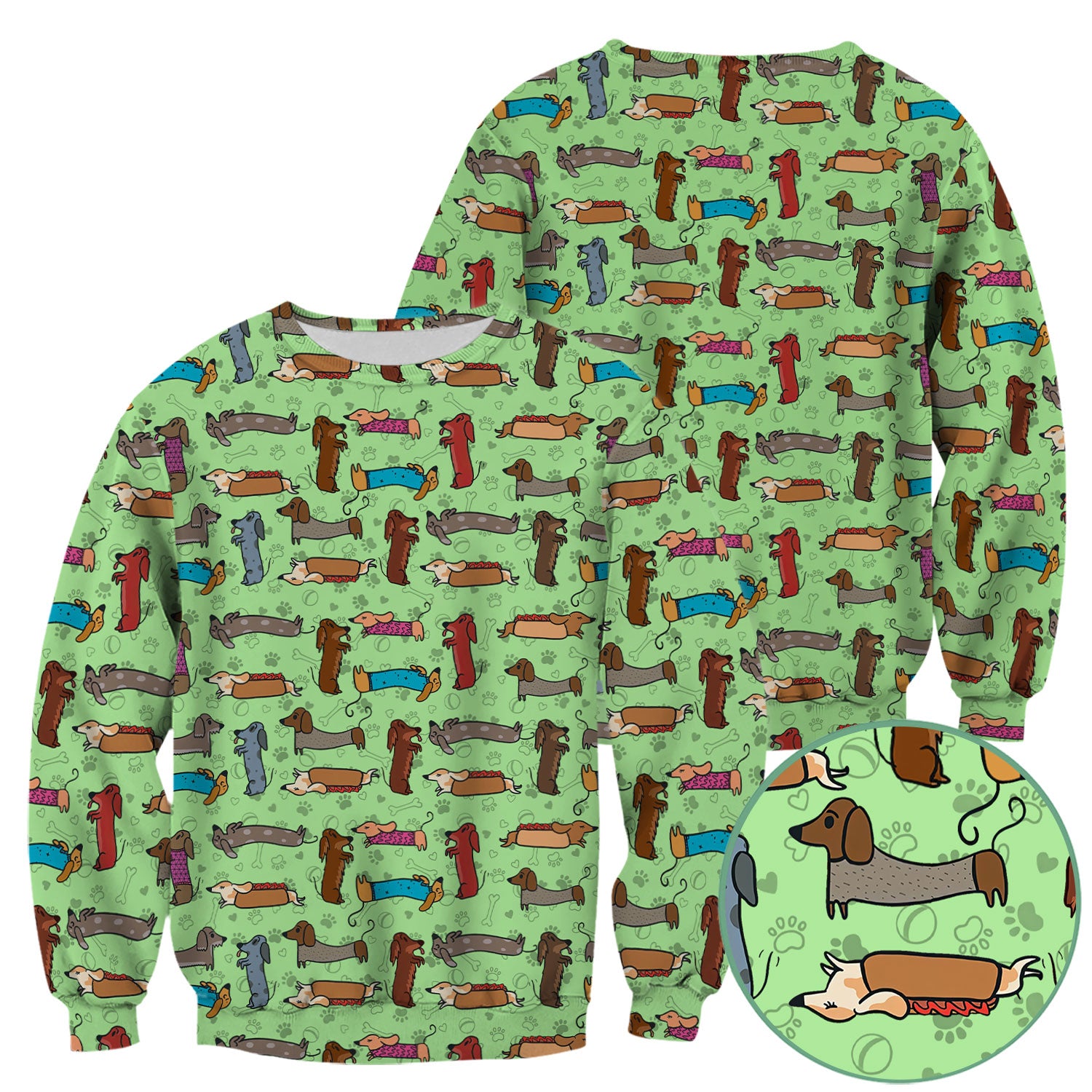 Cute Sausage Dog Scrub Top for Nurses - Colorful Dachshund Print Medical Work Shirt - Fun Wiener Dog Pattern Veterinary Apparel