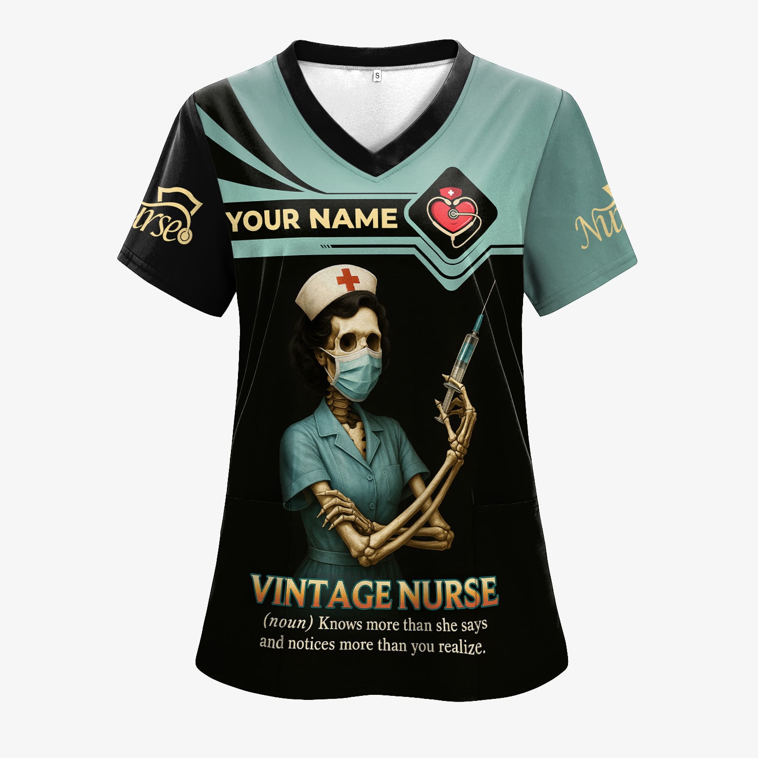 Vintage Nurse Shirt - Personalized Funny Skeleton Nurse Tee with Name - Great Gift for Nurses