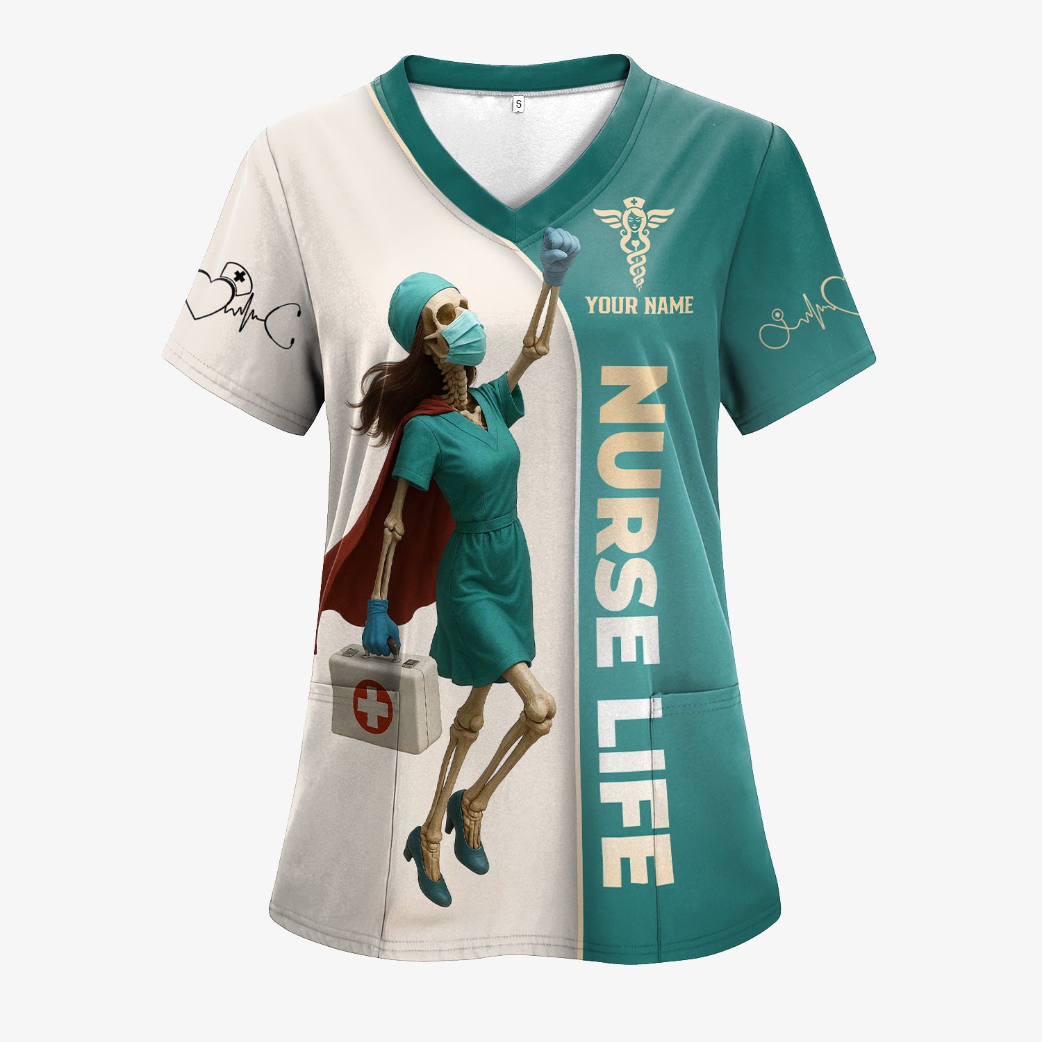 Superhero Nurse Shirt - Custom Skeleton Nurse Life Tee with Cape & Quote - Bold Gift for RN, LPN, CNA