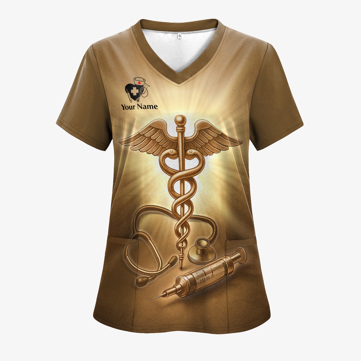 Custom Faith-Based Nursing Scrub Top - With Faith & Scrubs a Nurse Is Never Alone - Christian Gift for RN, LPN, CNA