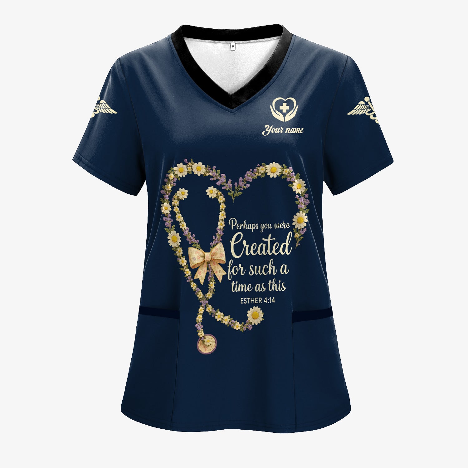Custom Faith Nurse T-Shirt - Floral Stethoscope Heart & Bible Verse Graphic - Thoughtful Gift for Christian Nurses & Nursing Student