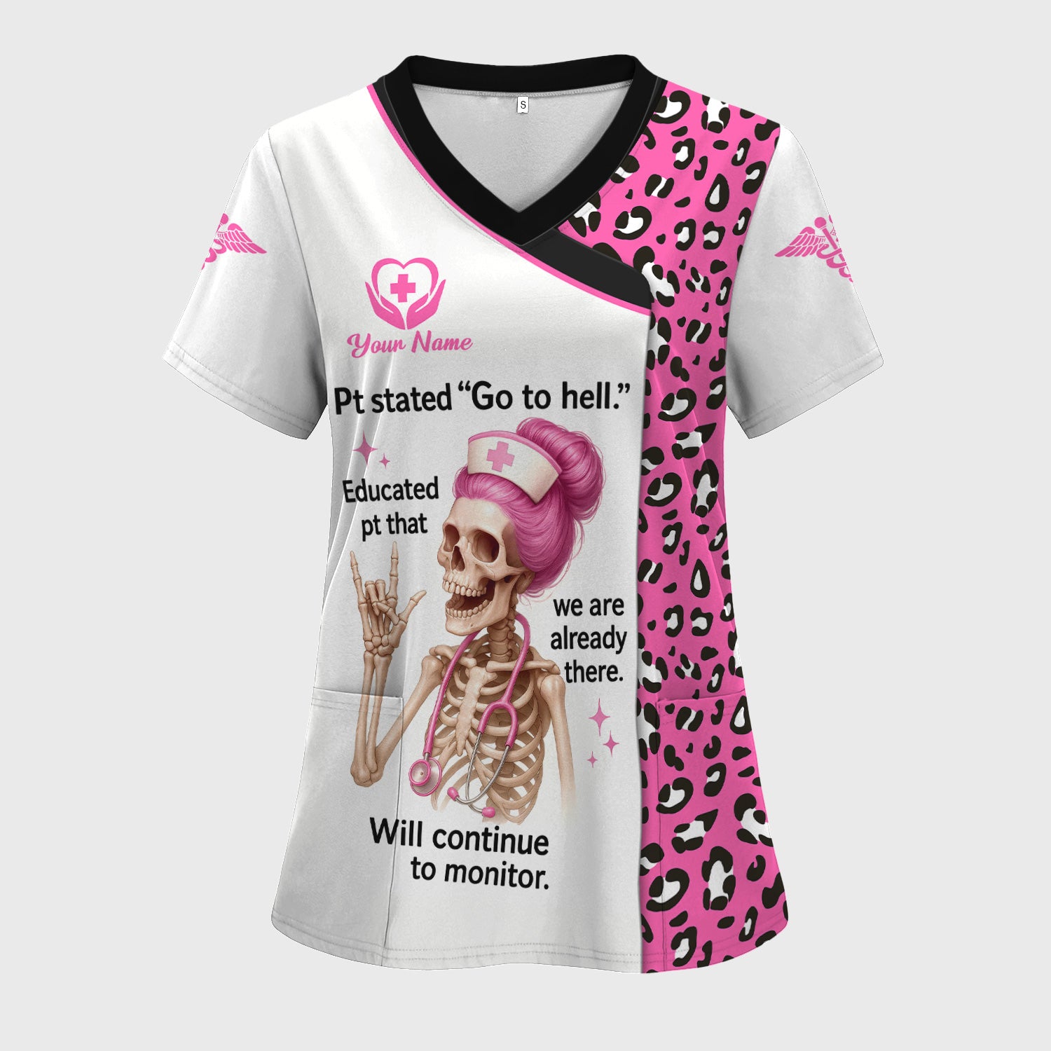 Custom Funny Nurse Shirt - Pink Skeleton & Sarcastic Quote Design - Gift for RN, LPN, Healthcare Workers