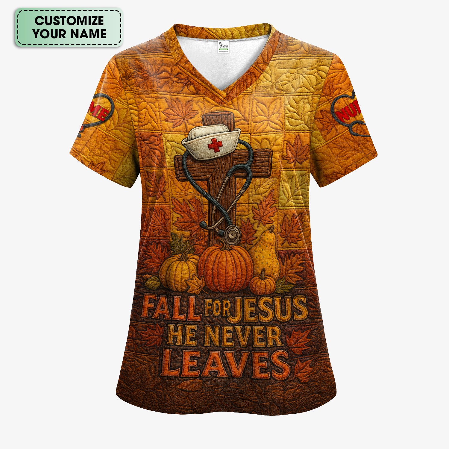 Personalized Nurse Fall Shirt - Custom Stethoscope & Cross Design - RN LPN CNA Healthcare Workers Gift