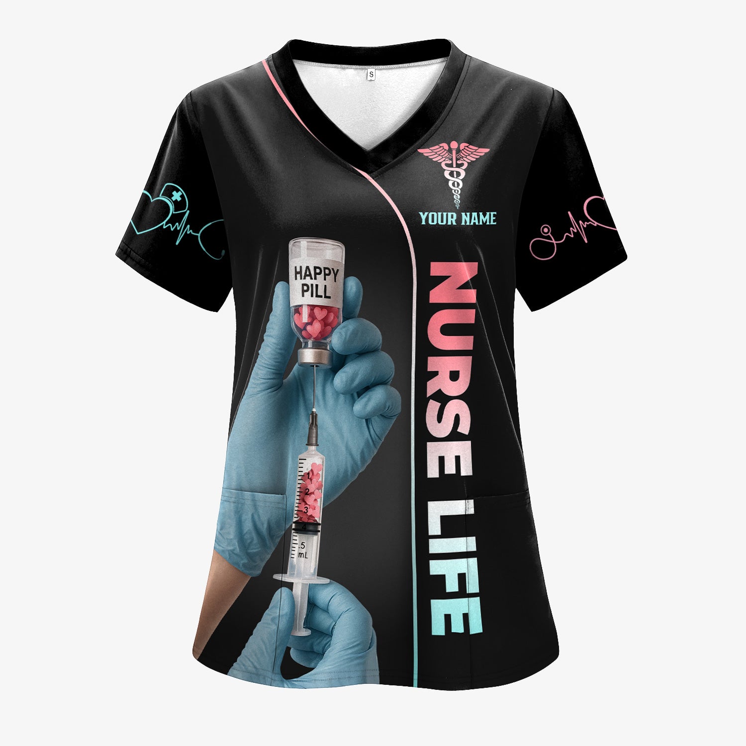 Personalized Nurse Life Shirt - Funny Happy Pill Graphic Tee for Nurses - Gift for Women RN CNA LPN