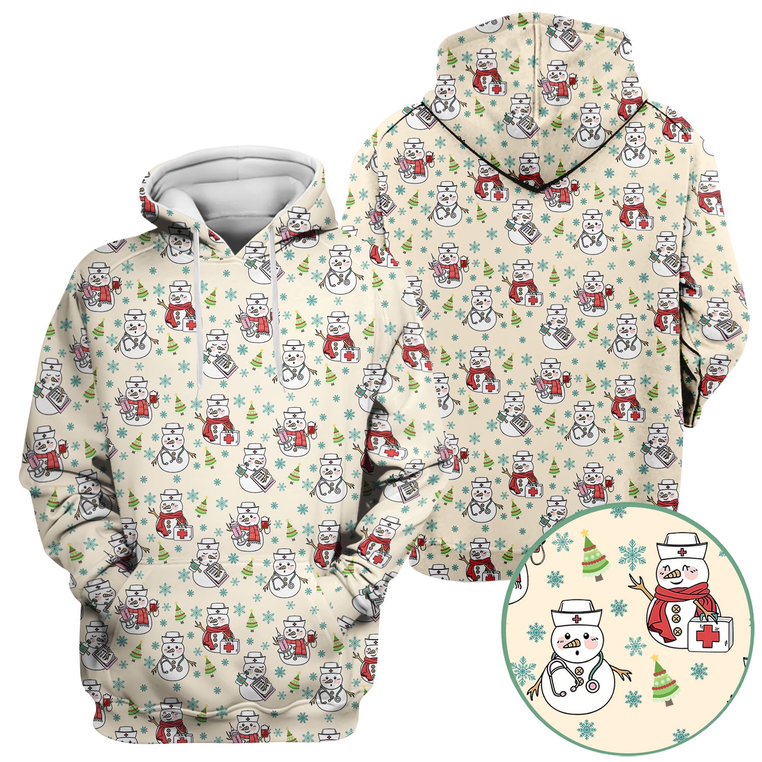 Christmas Snowman Nurse Scrub Top for Women - Cute Holiday Medical Snowman Tee - Funny Nursing Uniform Shirt RN LPN CNA Gift