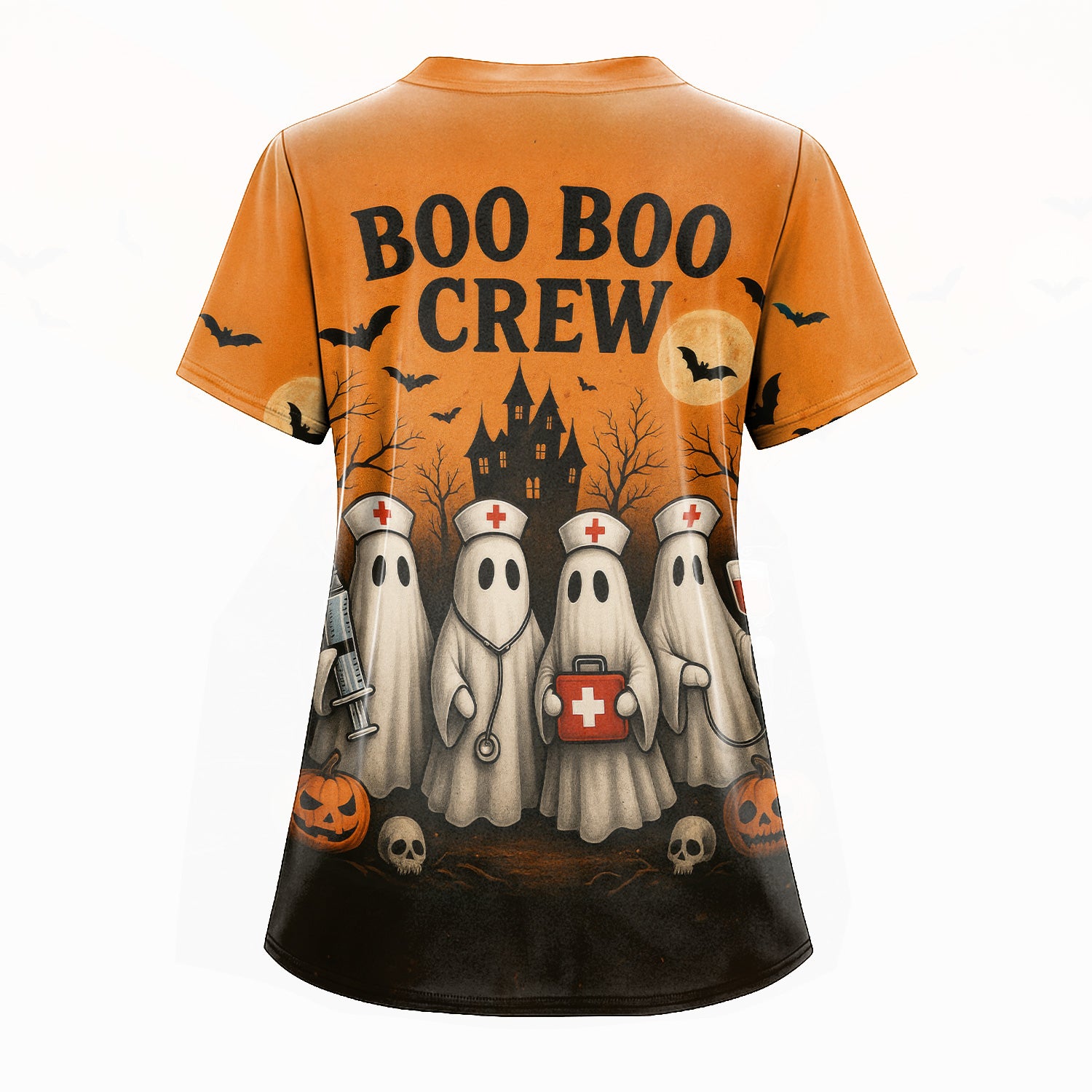 Personalized Boo Boo Crew Nurse Shirt - Halloween Ghost & Caduceus Graphic - Custom Gift for RN CNA LPN Healthcare Workers