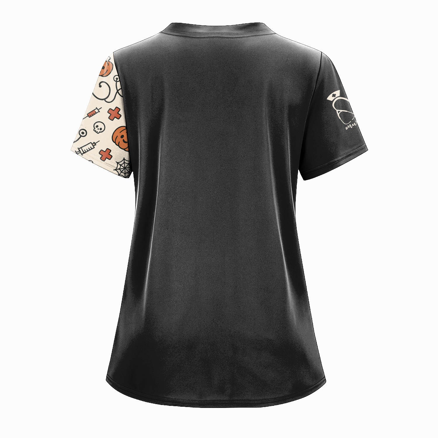 Personalized Funny Halloween Nurse Scrub Top - I Will Stab You Ghost with Syringe for Women RN LPN CNA - Gift for Healthcare Worker