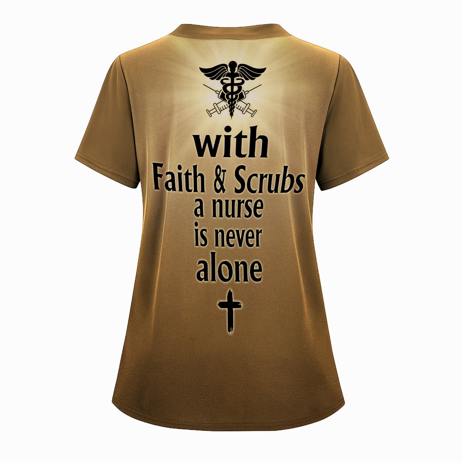 Custom Faith-Based Nursing Scrub Top - With Faith & Scrubs a Nurse Is Never Alone - Christian Gift for RN, LPN, CNA