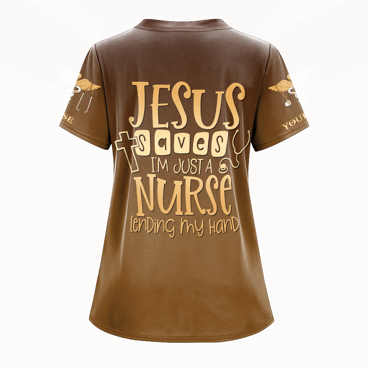Personalized Jesus Shirt for Nurses - Religious Christian Design with Healing Symbol - Custom Name Gift for RN CNA LPN Healthcare Workers