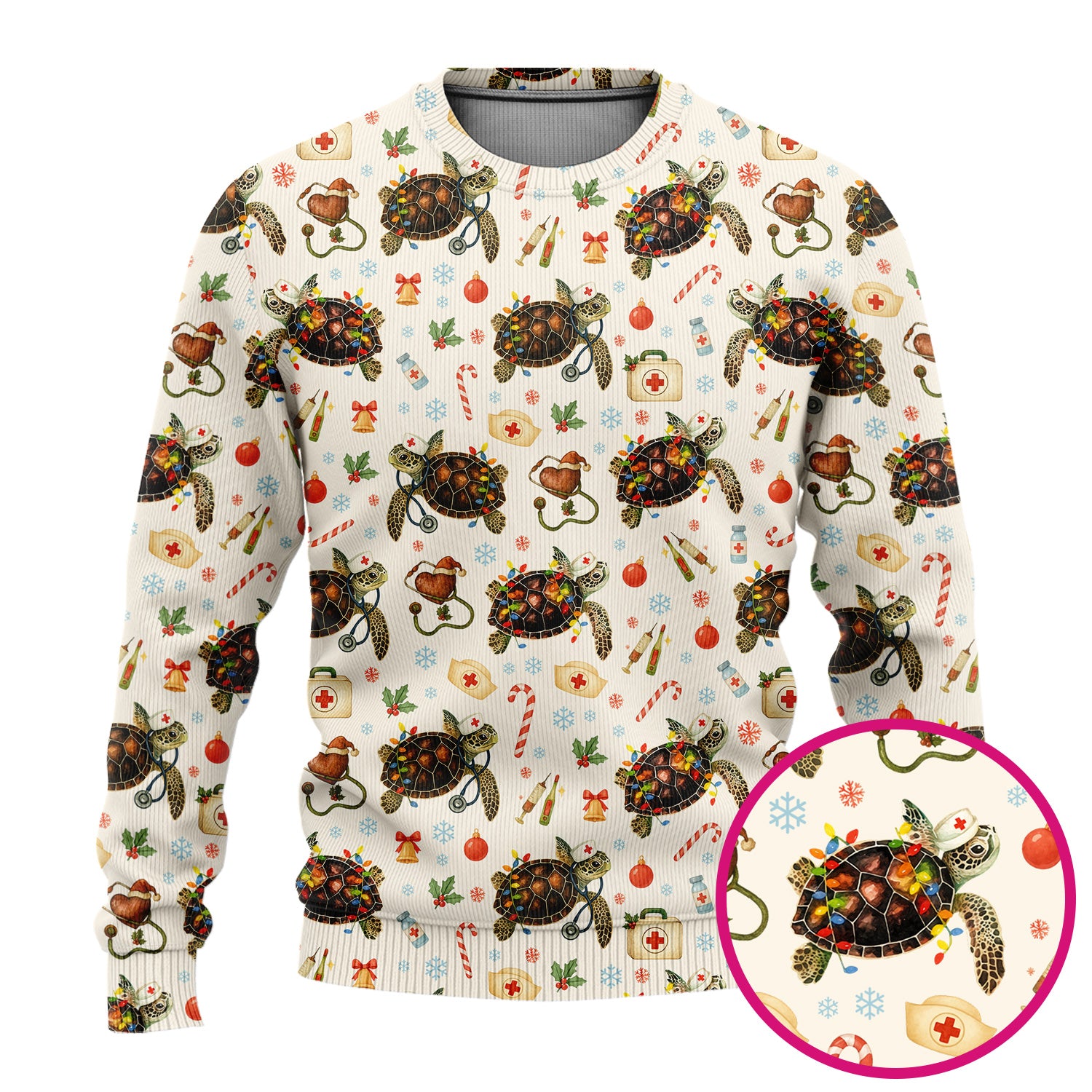 Christmas Turtle Scrub Set for Women - Cute Sea Turtle Nursing Pants and V Neck Top - Festive Holiday Gift for CNA LPN RN