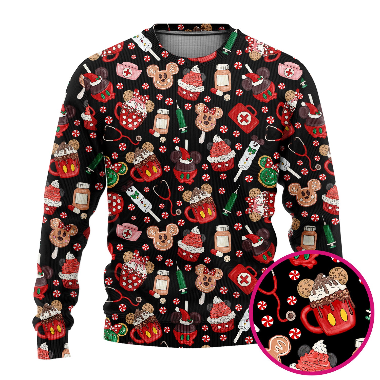 Gingerbread Christmas Scrub Set - Funny Cookies Candy Cupcake Pants and V Neck Top - Holiday Med Uniform RN CNA LPN