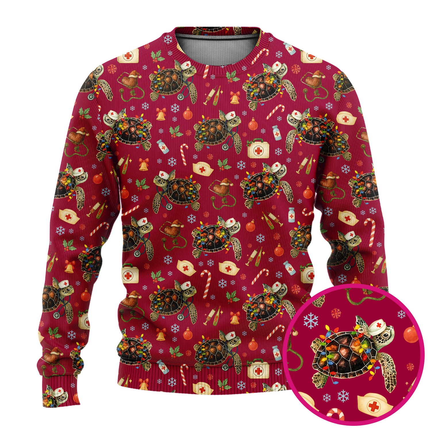 Christmas Turtle Scrub Set for Women - Cute Sea Turtle Nursing Pants and V Neck Top - Festive Holiday Gift for CNA LPN RN