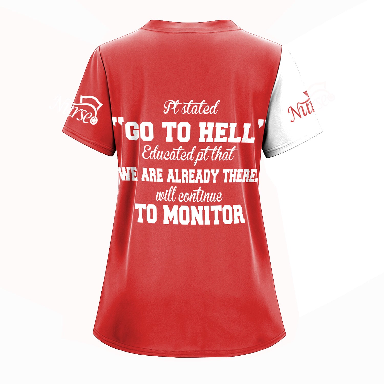 Funny Skeleton Nurse Shirt Personalized with Name - Dark Humor Gift for RN CNA LPN - Red White Scrubs Quote Tee for Healthcare Workers - Healthcare Dark Humor Tee