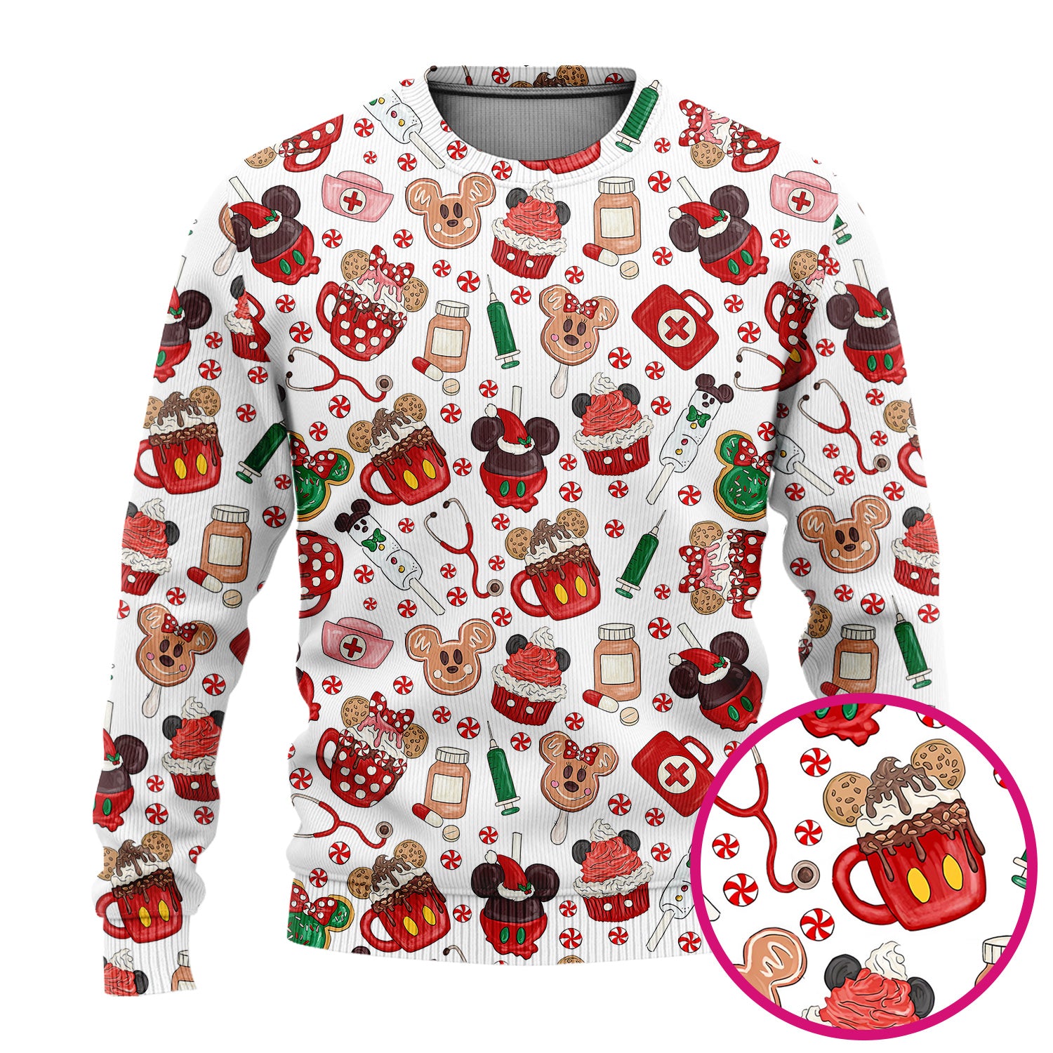 Gingerbread Christmas Scrub Set - Funny Cookies Candy Cupcake Pants and V Neck Top - Holiday Med Uniform RN CNA LPN