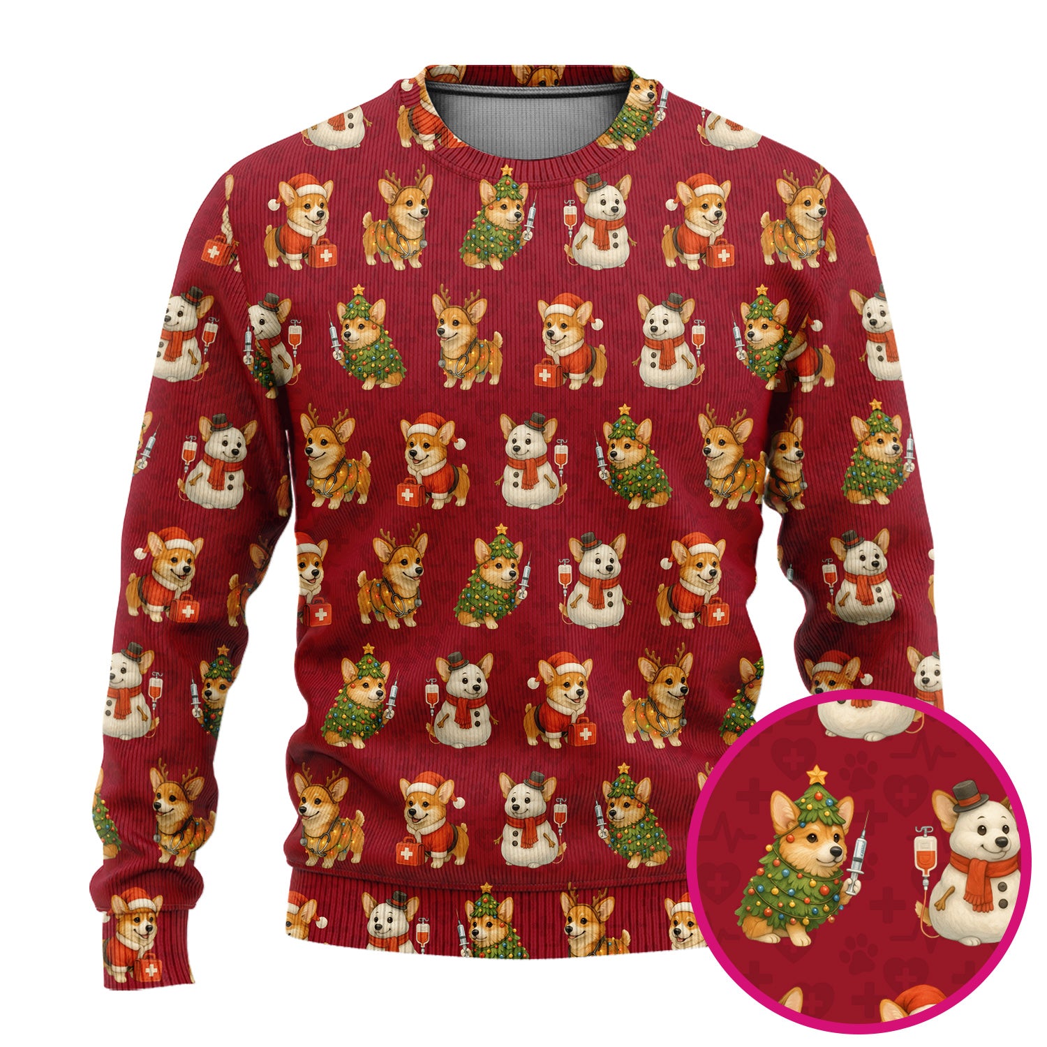 Corgi Christmas Scrubs Set - Adorable Festive Scrub Top & Pants - Fun Holiday Corgi Scrubs Perfect for Nurse Gift Season