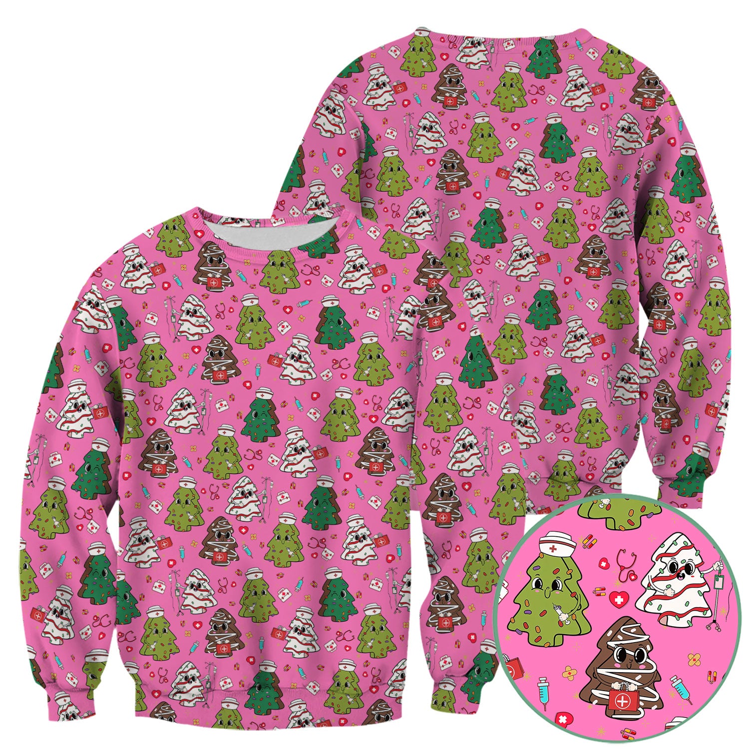 Christmas Tree Nurse Scrub Top for Women - Cute Holiday Nursing Shirt - Funny Xmas Gift for RN LPN CNA