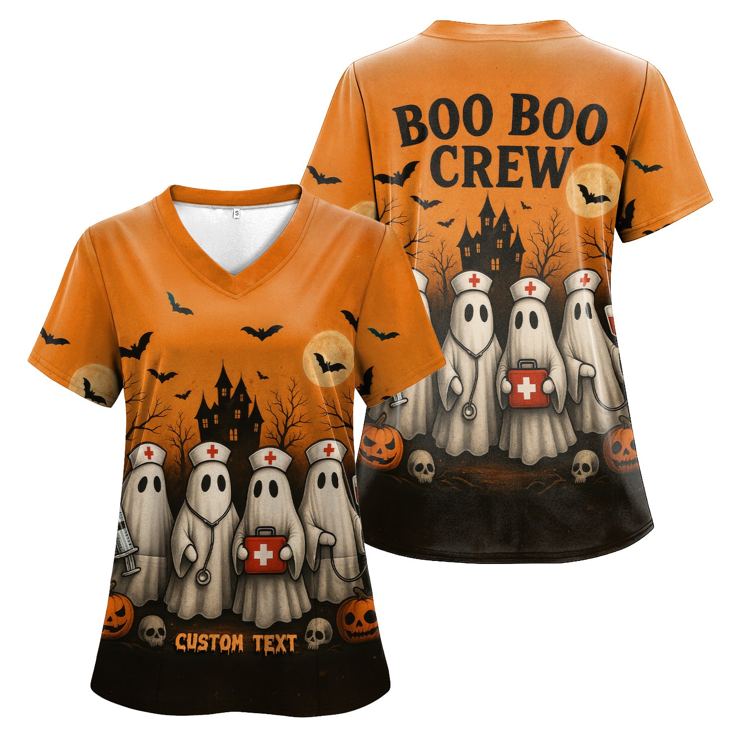 Personalized Boo Boo Crew Nurse Shirt - Halloween Ghost & Caduceus Graphic - Custom Gift for RN CNA LPN Healthcare Workers