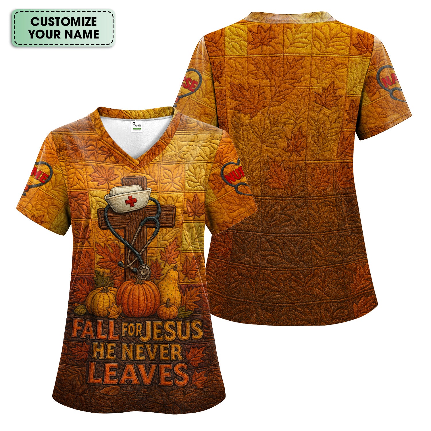Personalized Nurse Fall Shirt - Custom Stethoscope & Cross Design - RN LPN CNA Healthcare Workers Gift
