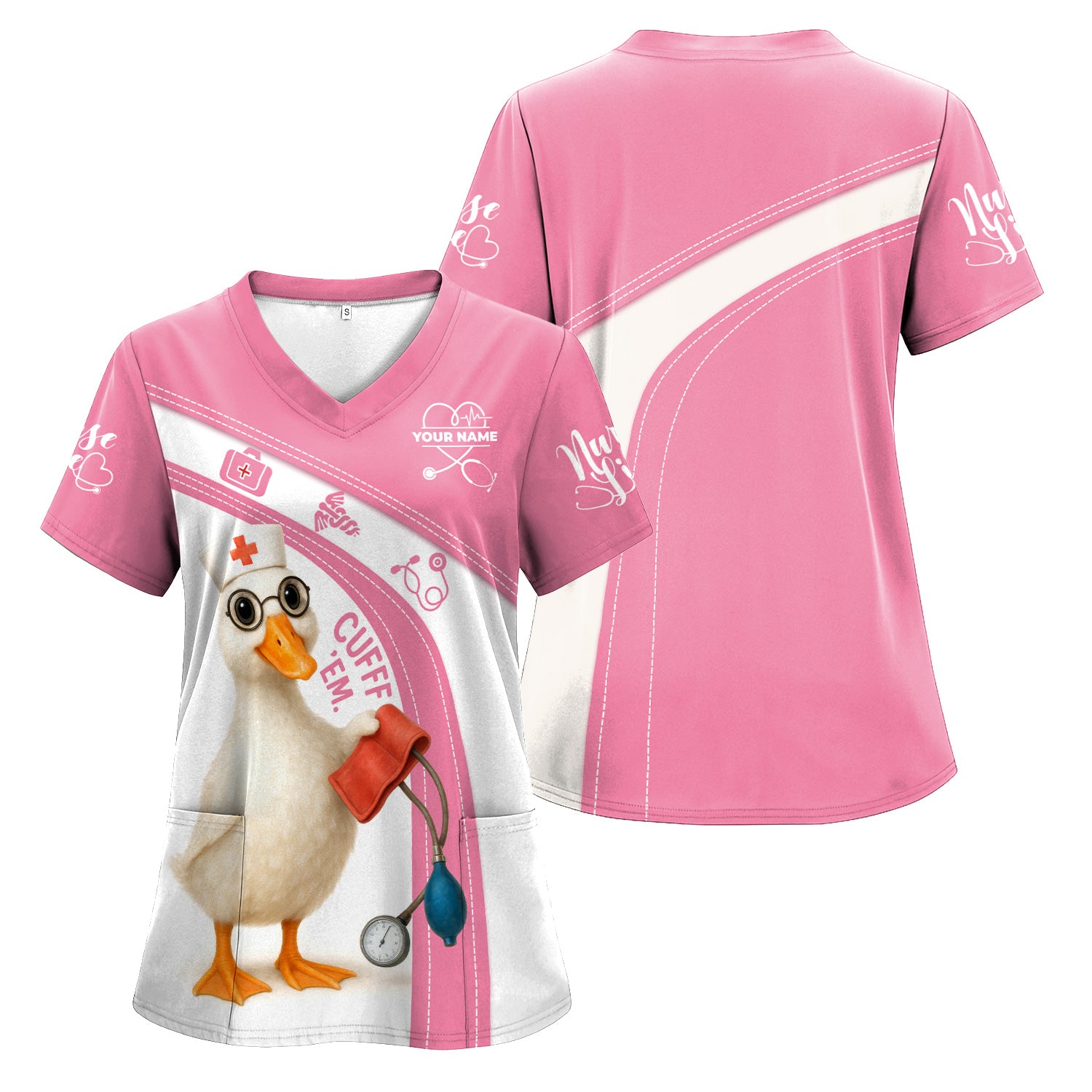 Custom Nursing Humor Shirt for Women - Duck Holding Blood Pressure Cuff Design - Funny Gift for RN LPN CNA, Healthcare Workers