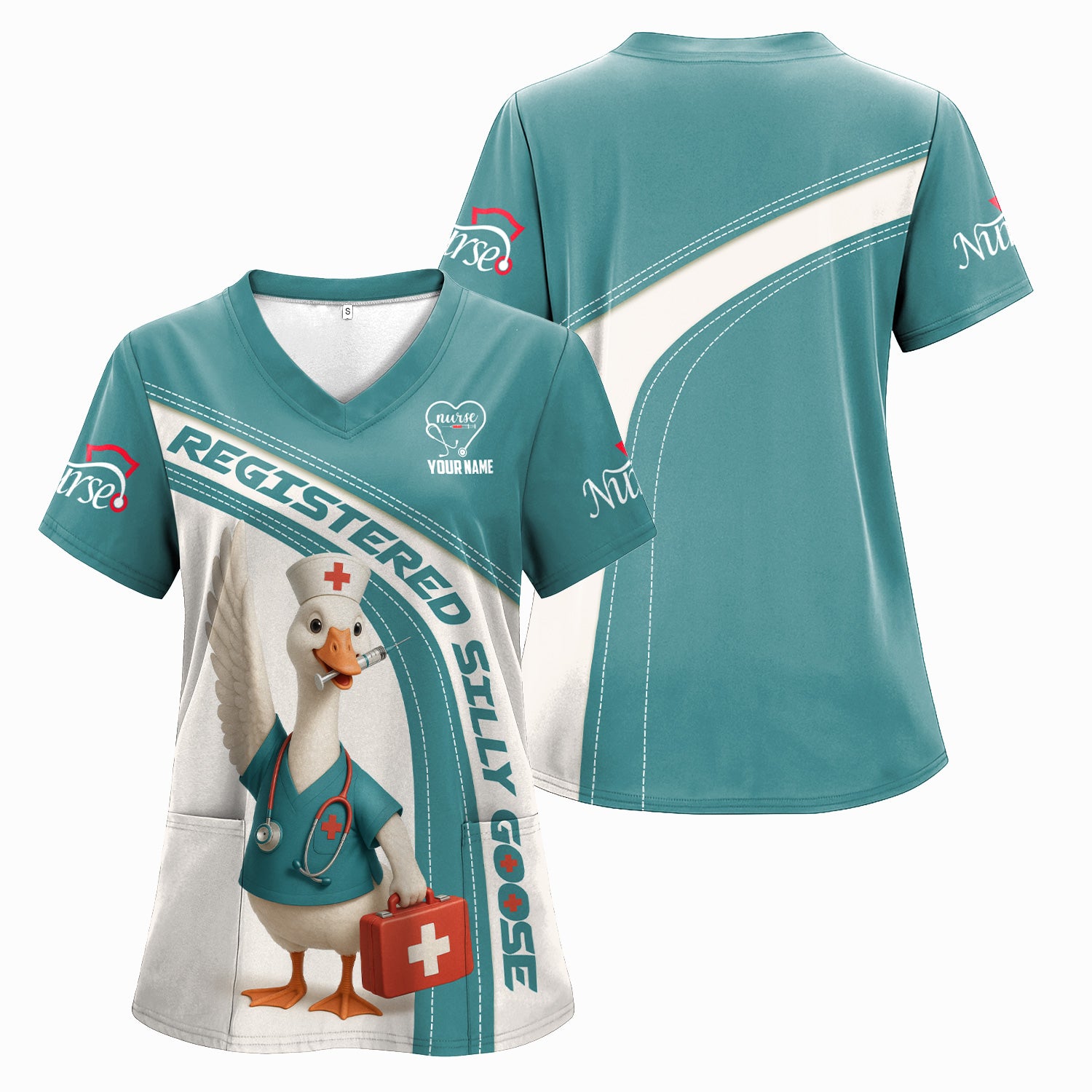 Personalized Nurse Shirt - Registered Silly Goose Design - Custom RN Gifts for Nurses, LPNs, and Healthcare Workers