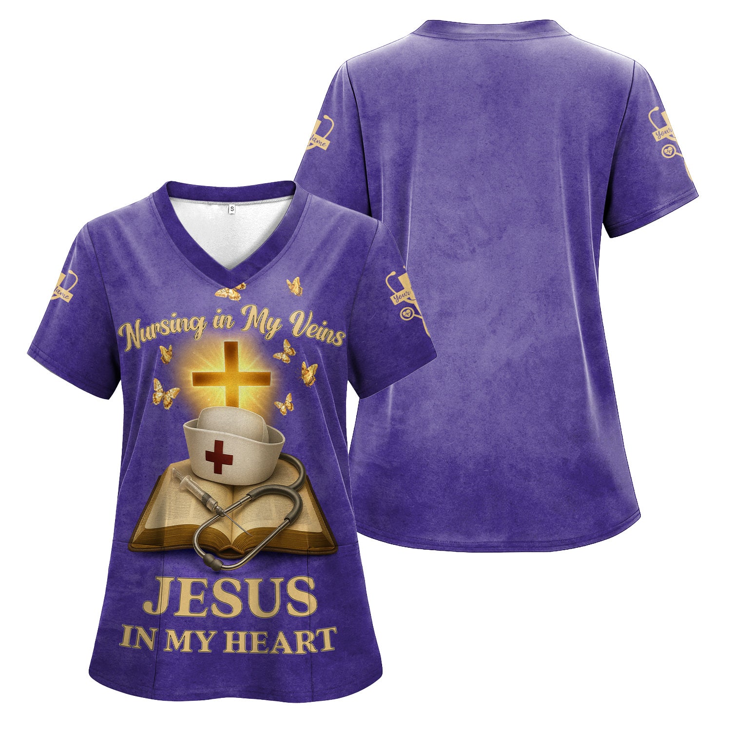 Personalized Christian Nurse Shirt - Jesus in My Heart Quote - Available in Multiple Colors - Gift for Women RN LPN