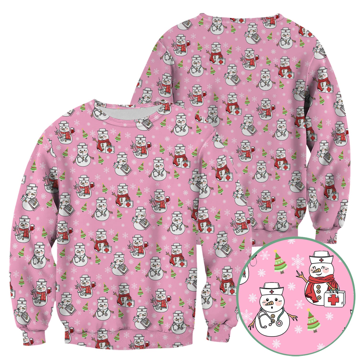 Christmas Snowman Nurse Scrub Top for Women - Cute Holiday Medical Snowman Tee - Funny Nursing Uniform Shirt RN LPN CNA Gift