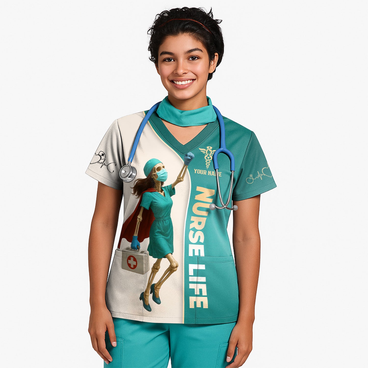 Superhero Nurse Shirt - Custom Skeleton Nurse Life Tee with Cape & Quote - Bold Gift for RN, LPN, CNA