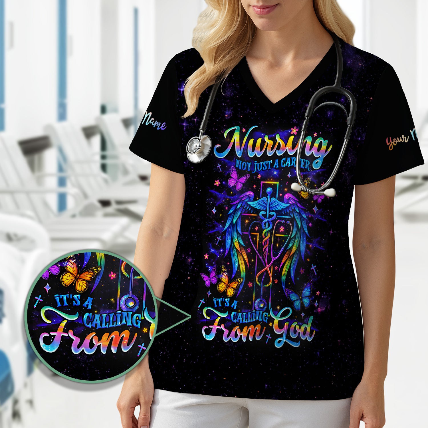 Personalized Christian Nurse Shirt - Nursing Is A Calling From God Design - Gift for Women RN LPN & Healthcare Workers