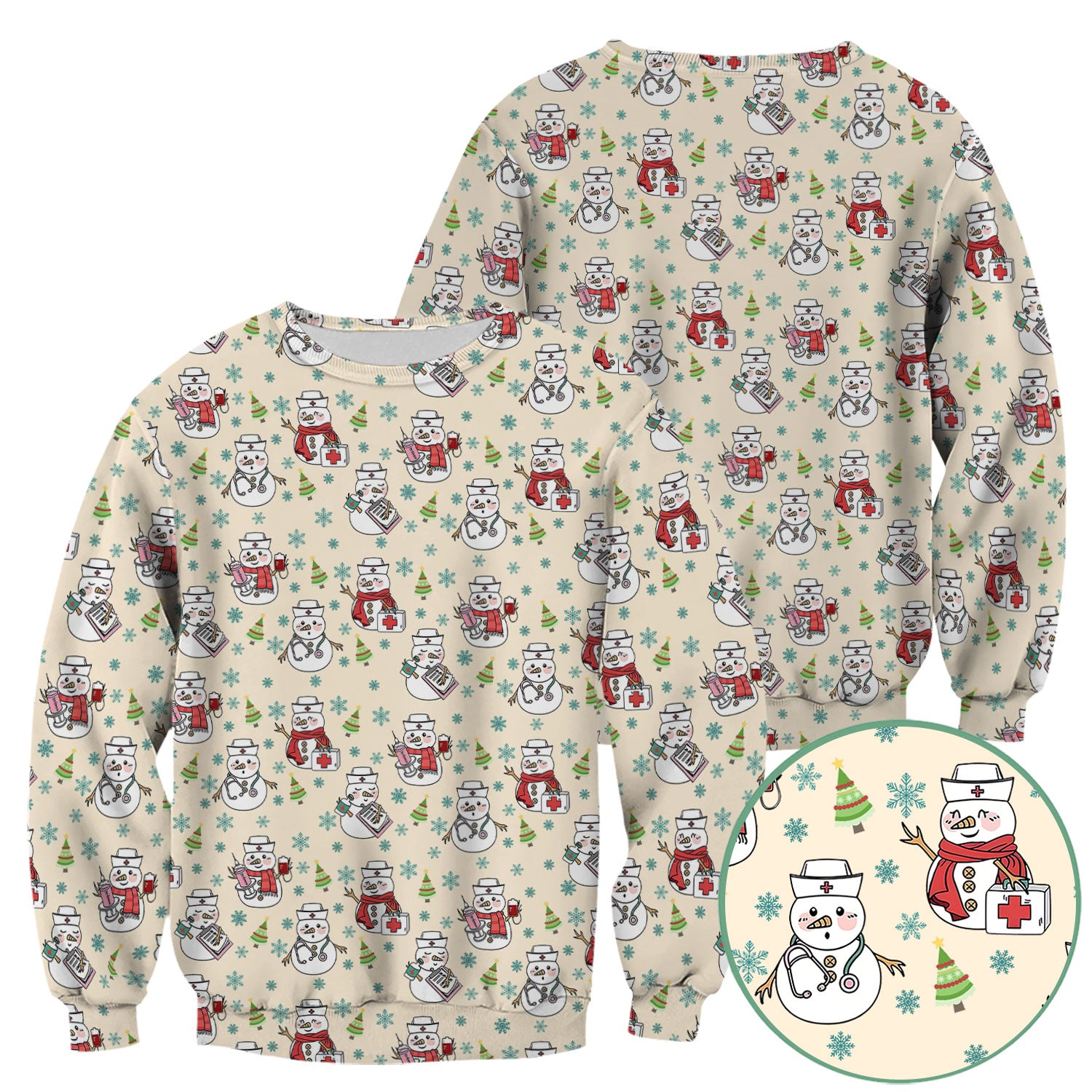 Christmas Snowman Nurse Scrub Top for Women - Cute Holiday Medical Snowman Tee - Funny Nursing Uniform Shirt RN LPN CNA Gift
