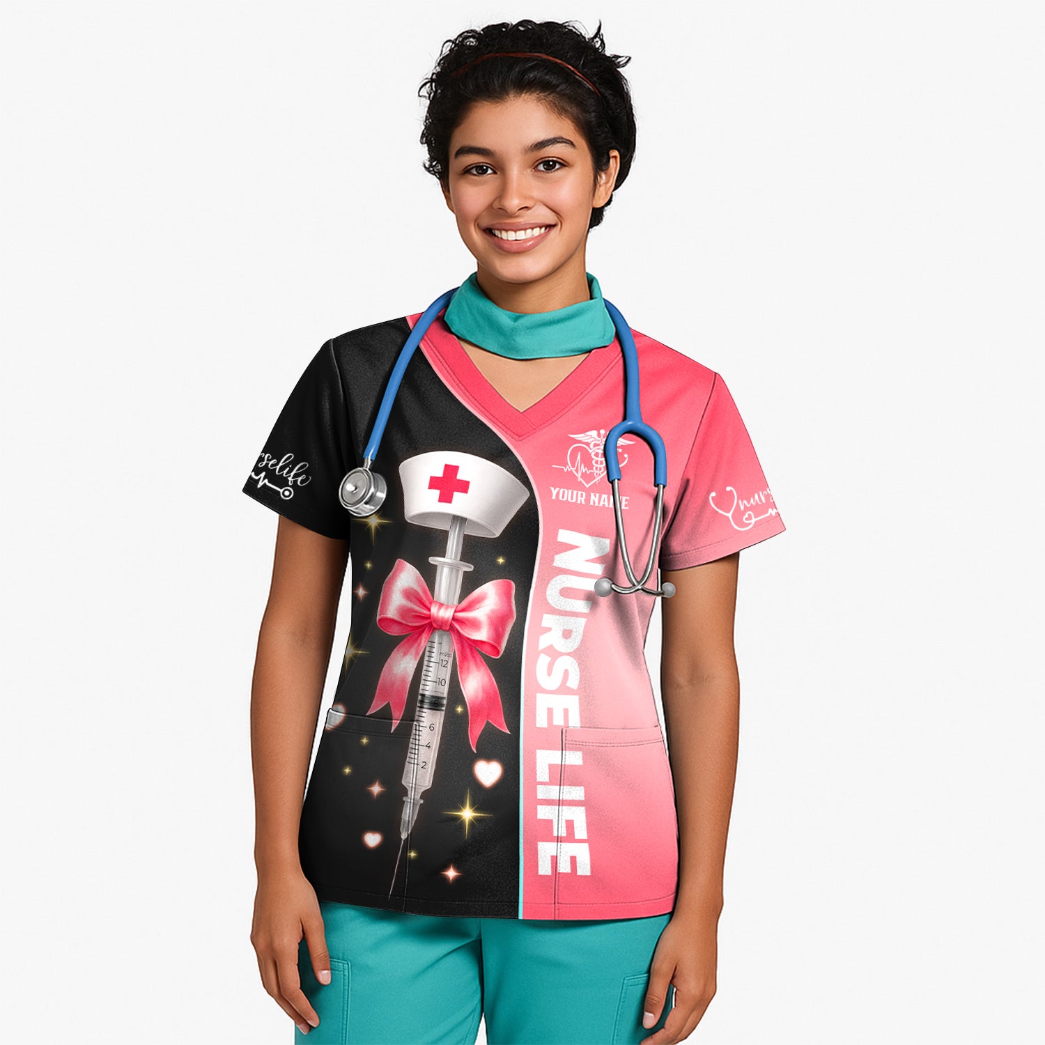 Personalized Nurse Life Shirt - Cute Syringe Bow Design Pink Black - Nursing Requirements Funny Quote Gift