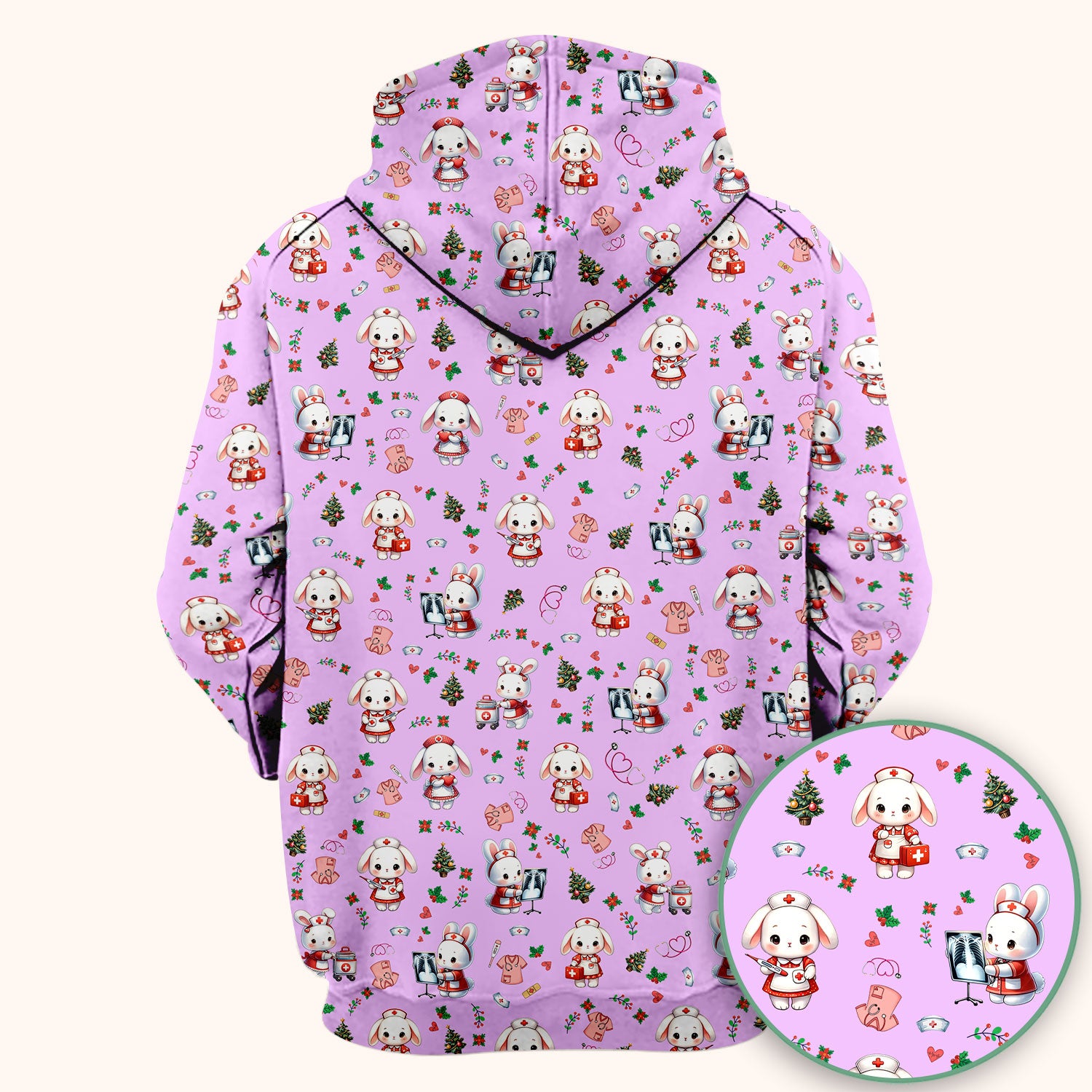 Comfortable Scrubs for Nurses - Funny Bunny Scrub Top - Rabbit Christmas Shirt - Xmas Med Uniform for Women