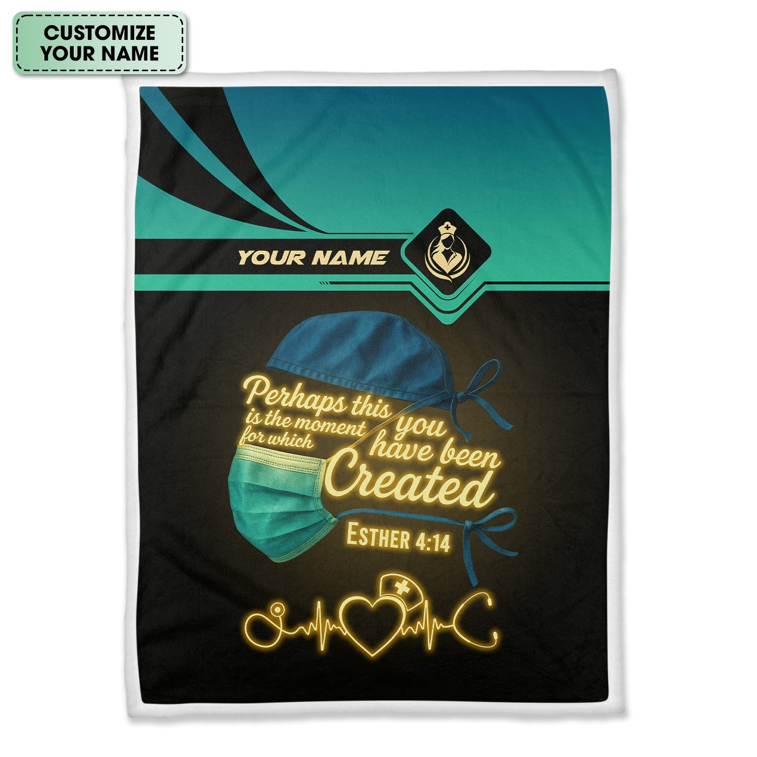 Nurse Blanket with Name and Scripture - Perhaps This is the Moment - Esther 4:14 Religious Gift