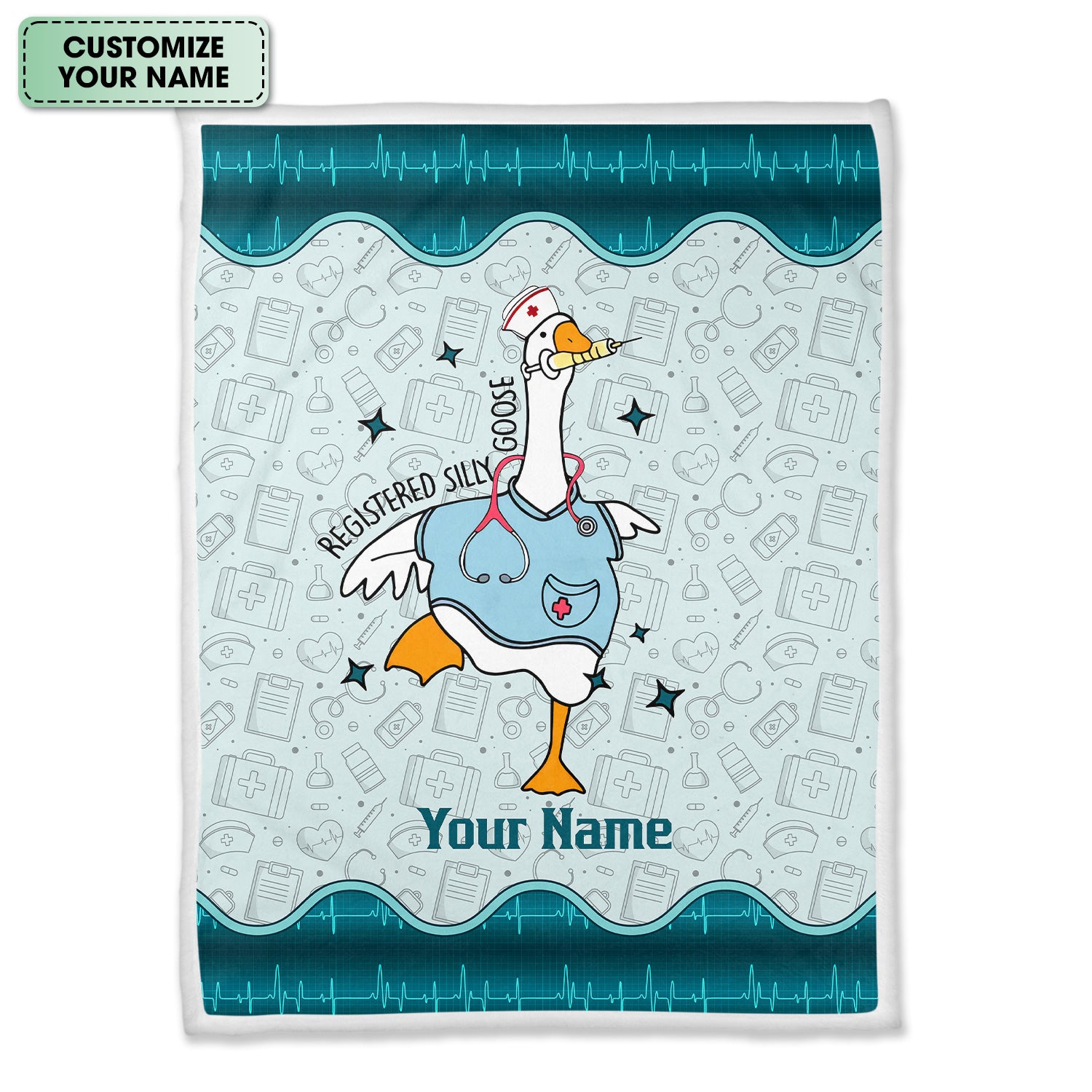 Personalized Silly Goose Nurse Blanket - Registered Silly Goose Design - Funny Gift for Healthcare Workers, Nurses, and RN LPN