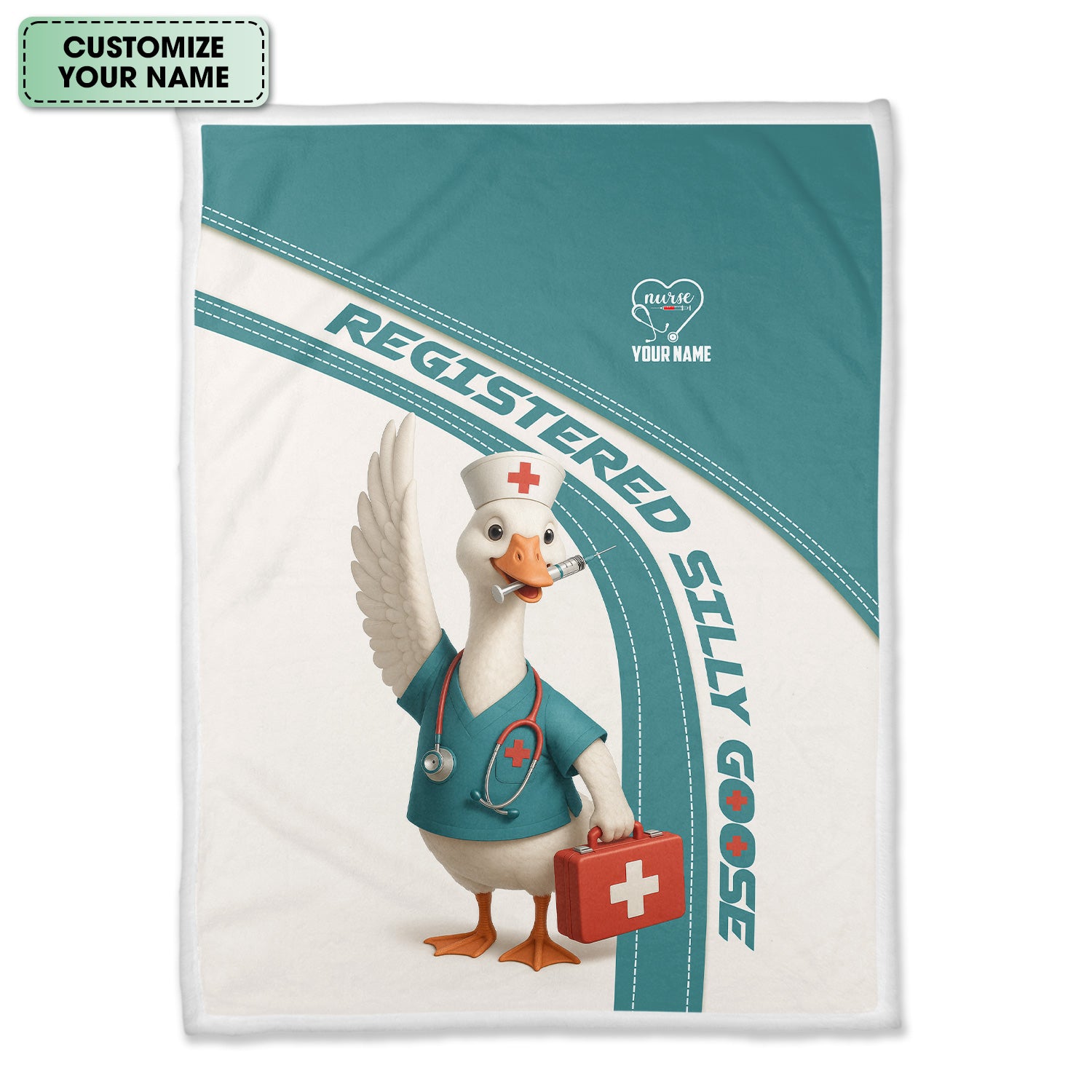 Personalized Registered Nurse Blanket - Silly Goose Design for Nurse Gifts - Customizable Gift for LPNs & Healthcare Heroes