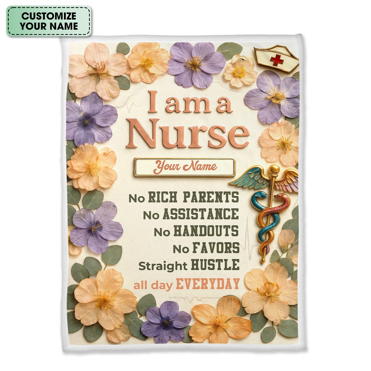 Custom Nurse Blanket for RN CNA LPN - Personalized Gift for Strong Women in Healthcare - Motivational Nurse Quote Blanket