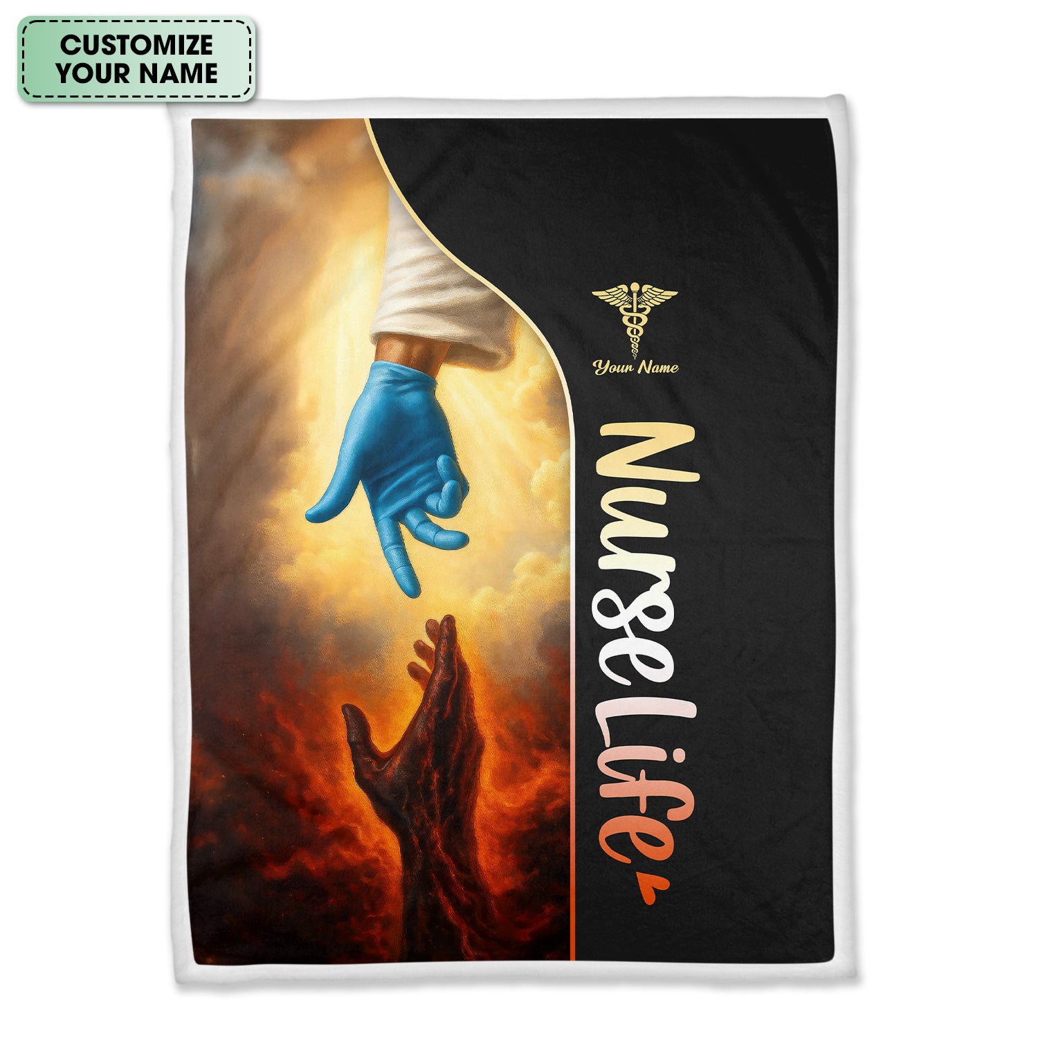 Custom Nurse Life Blanket for Women RN CNA LPN - God‰Ûªs Hand from Heaven Design - Faith-Based Gift for Christian Nurses and Medical Professionals